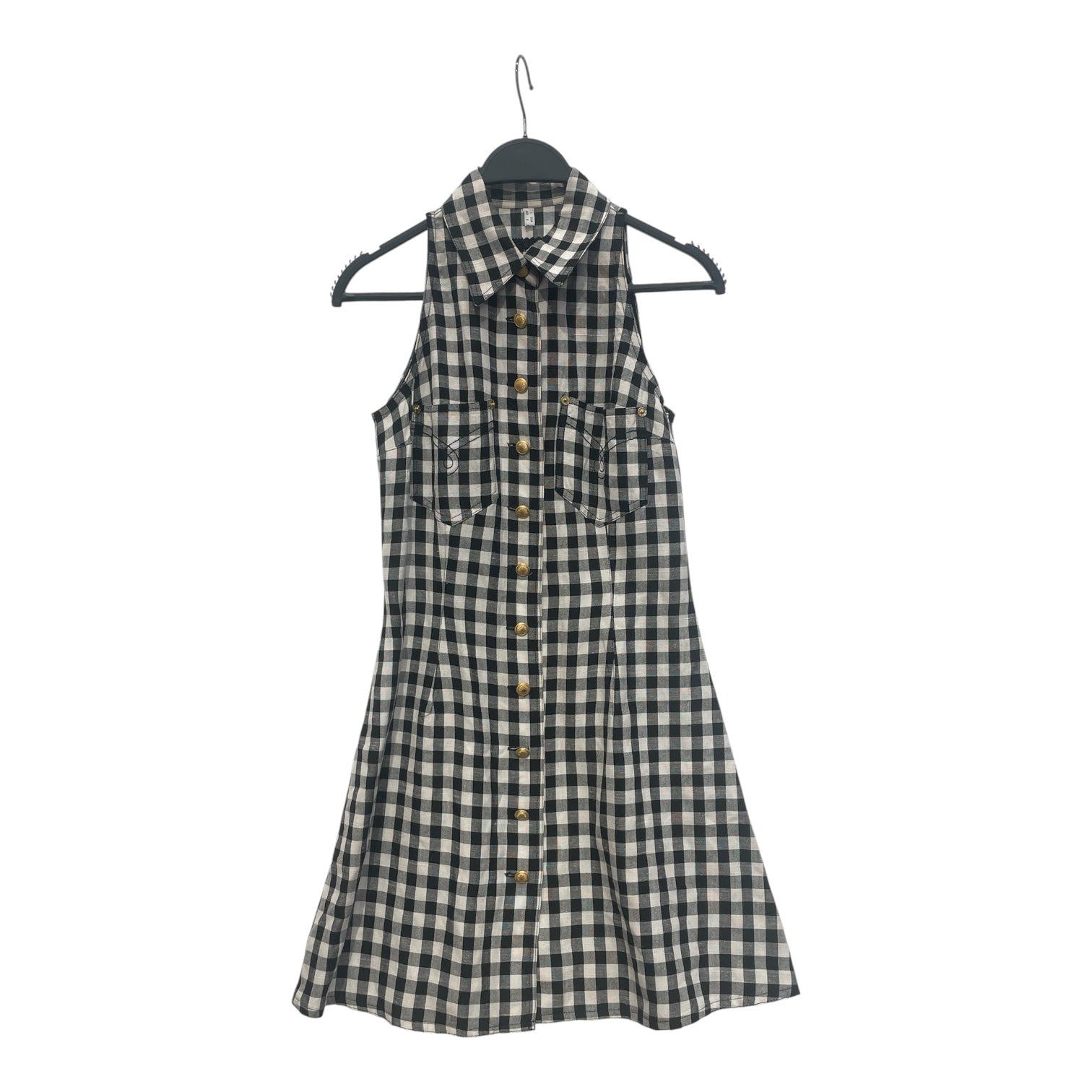 MOSCHINO JEANS/Tunic Dress/6/Hombre Check/Cotton/WHT/GOLD BUTTON DRESS view 1