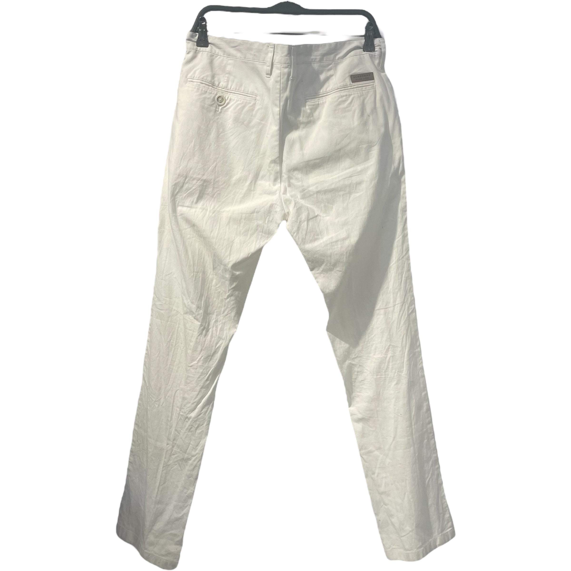 BURBERRY BLACK LABEL/Pants/83/Cotton/WHT/LEATHER LOGO ON BACK view 2