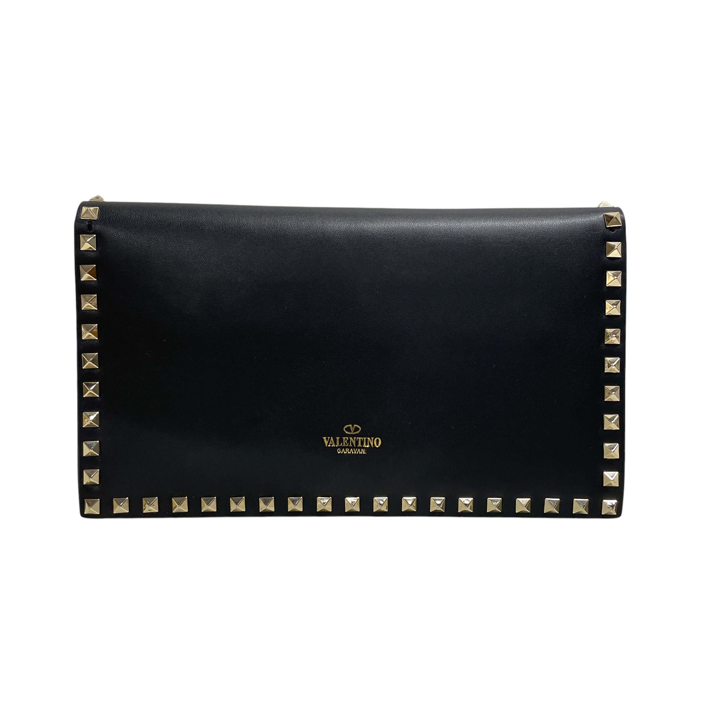 VALENTINO/Pouch/Leather/BLK/studded clutch view 1