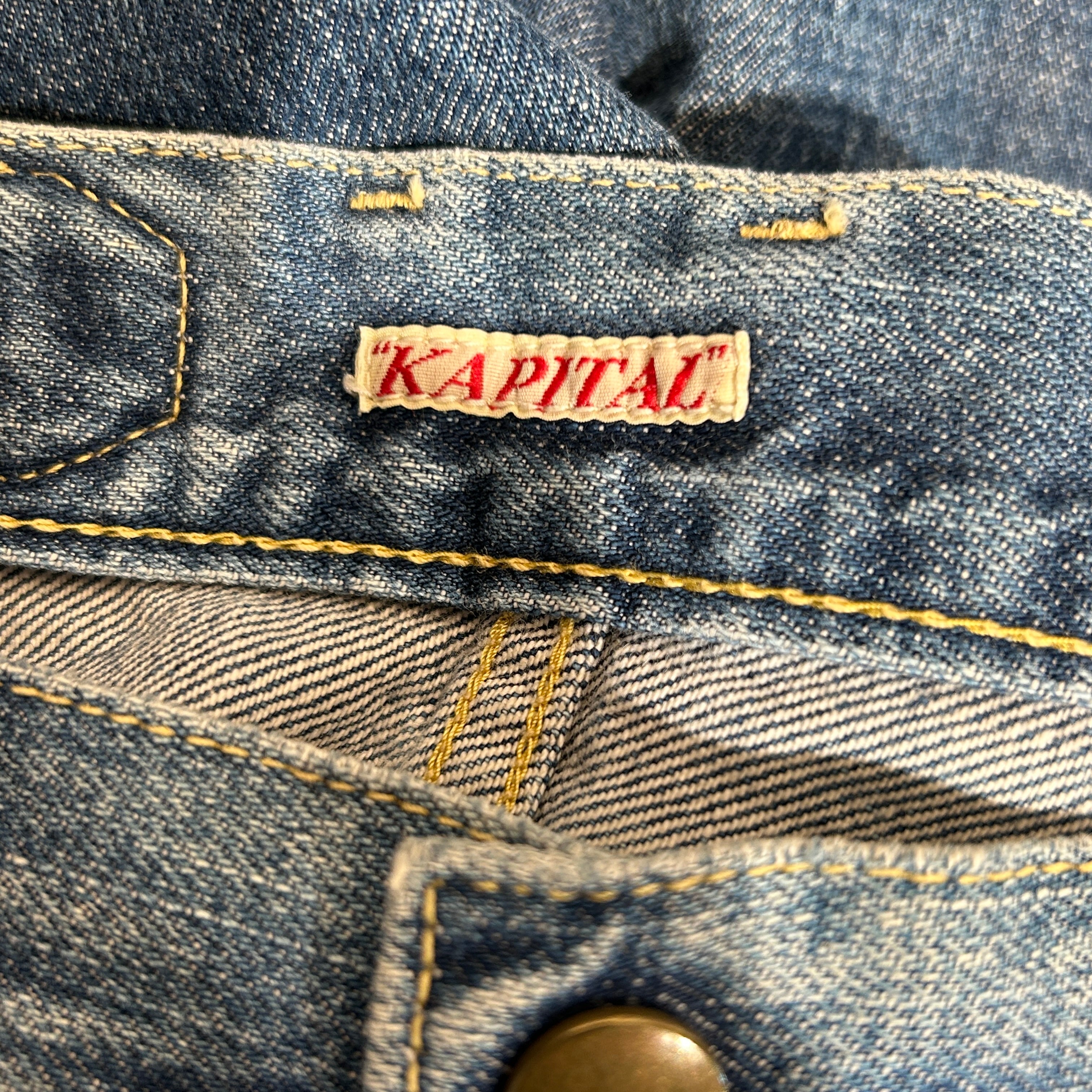 KAPITAL/Pants/1/Cotton/BLU/Laced Legs view 3
