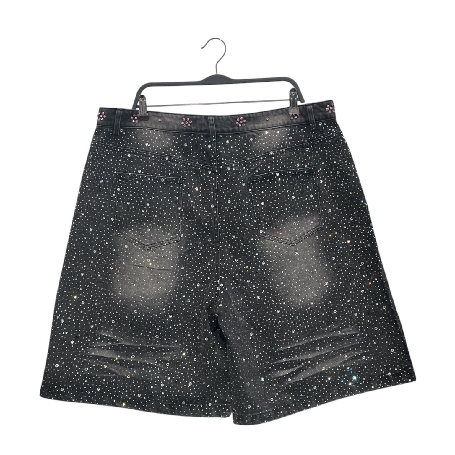 Vale/Shorts/38/Denim/GRY/All Over Print/RHINESTONES PNK LOGO FRNT view 2