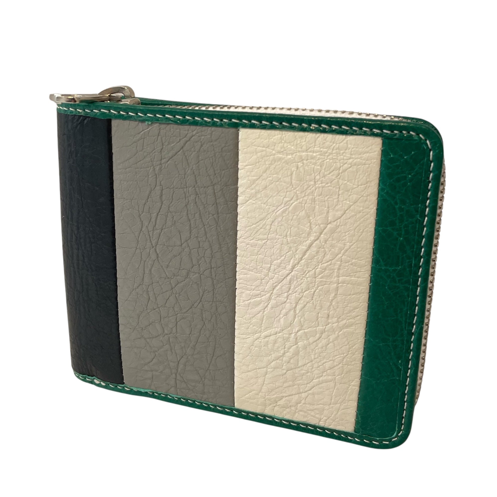 BALENCIAGA/Bifold Wallet/Stripe/Leather/MLT/ ZIP WLLT GRN/WHT/GRY/BLK view 2