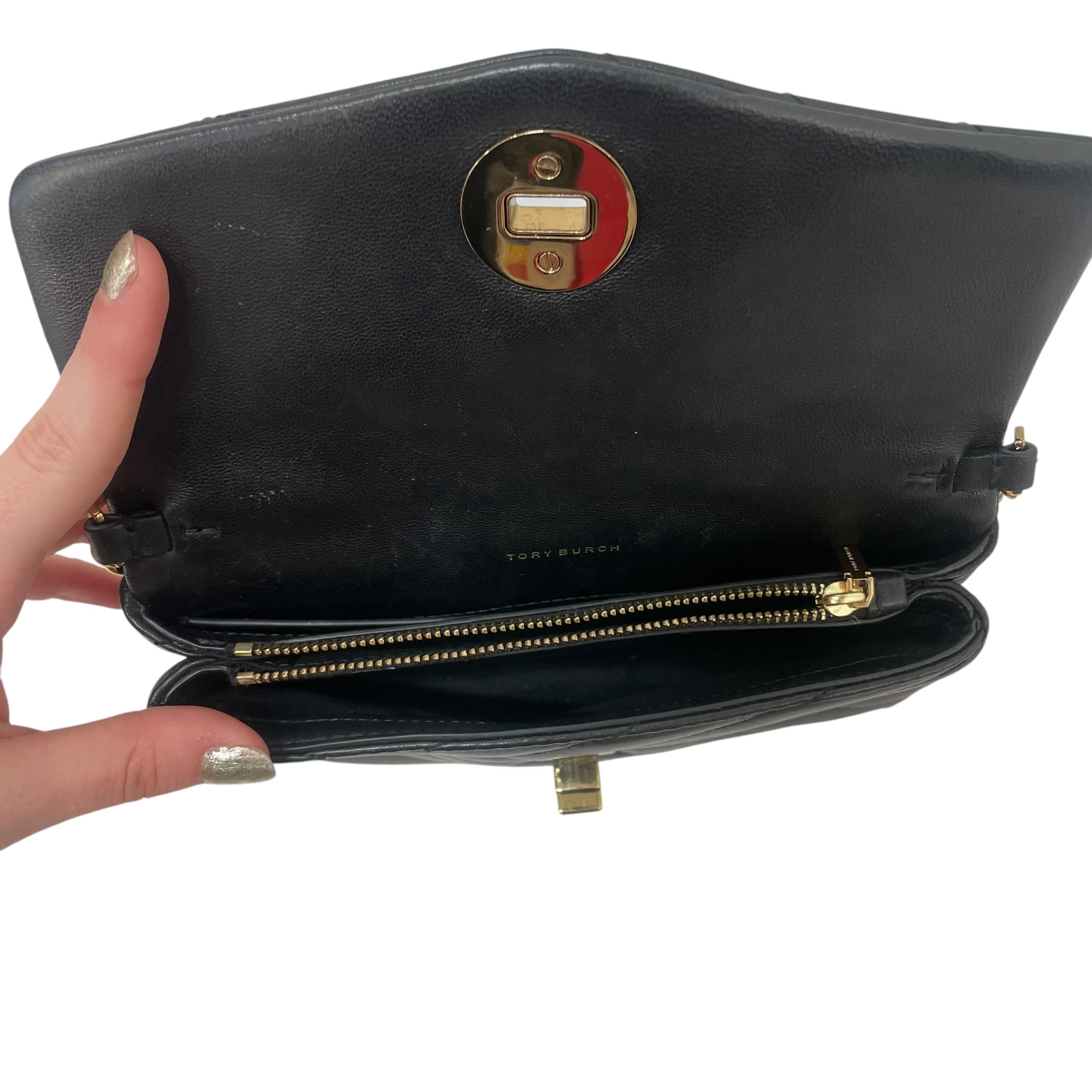 TORY BURCH/Cross Body Bag/Leather/BLK/kira chevron view 4