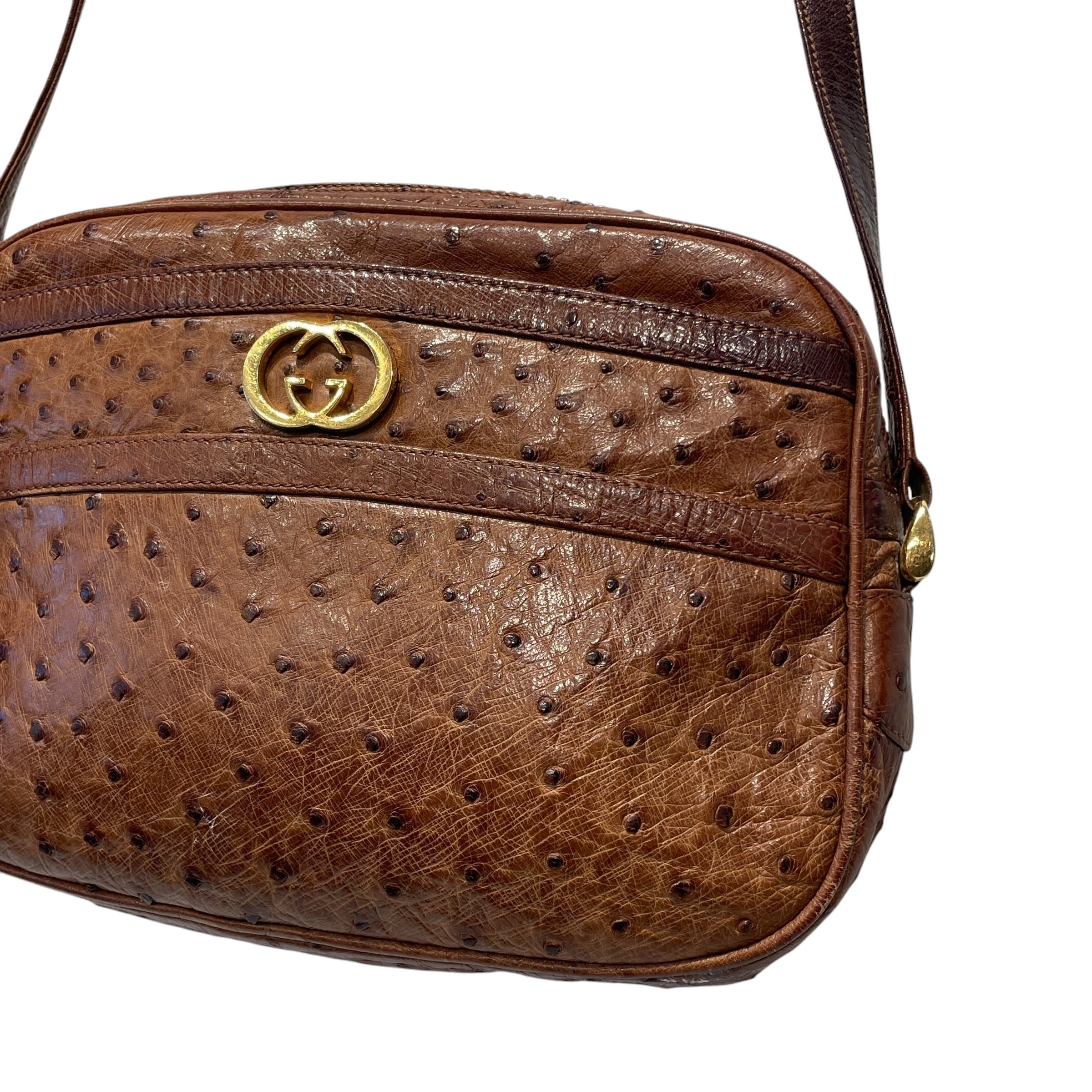 GUCCI/Cross Body Bag/Leather/BRW/OSTRICH view 3