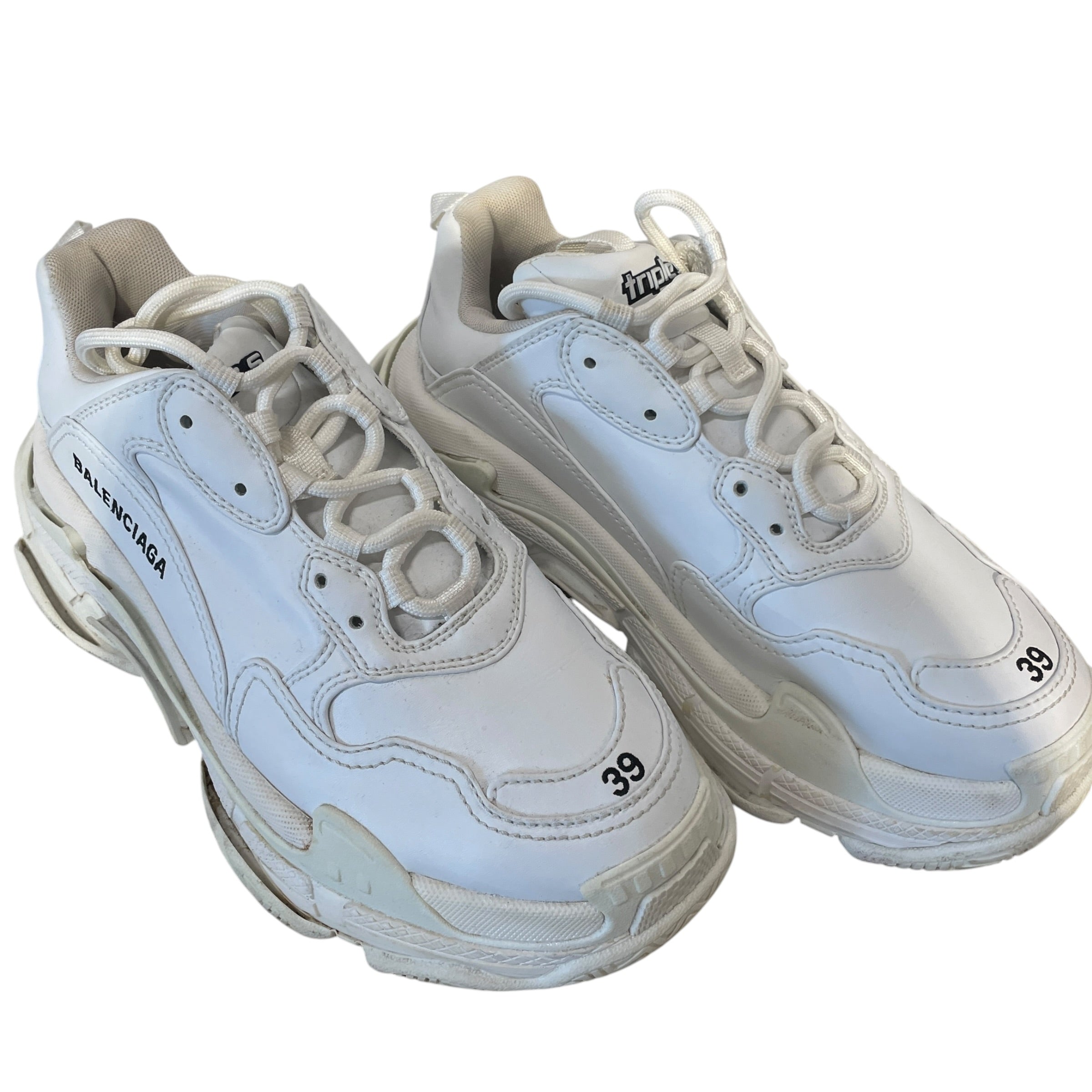BALENCIAGA/Low-Sneakers/EU 39/Leather/WHT/TRIPLE S | W/ BOX & DUST BAG view 1