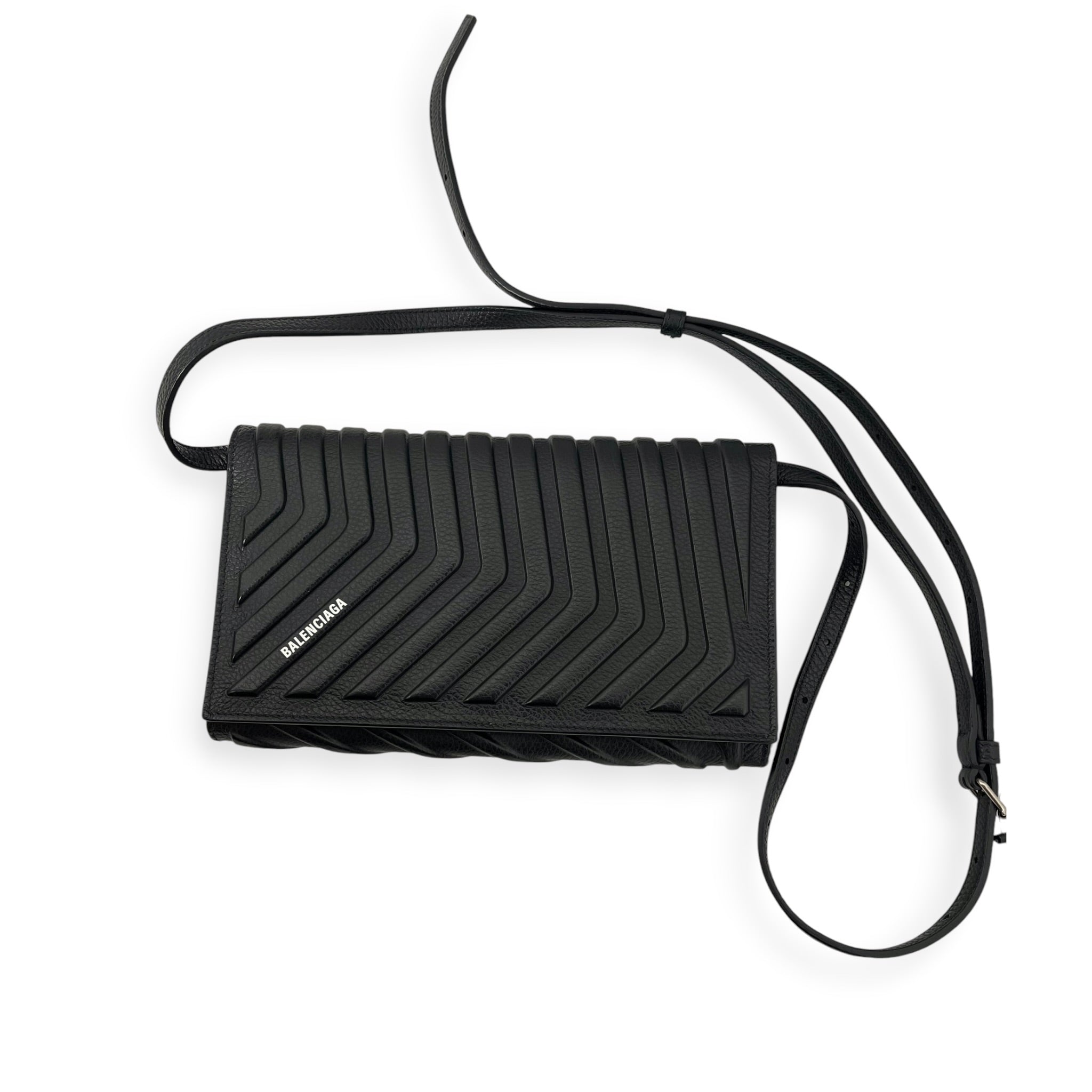 BALENCIAGA/Cross Body Bag/Leather/BLK/CAR FLAP BAG view 6