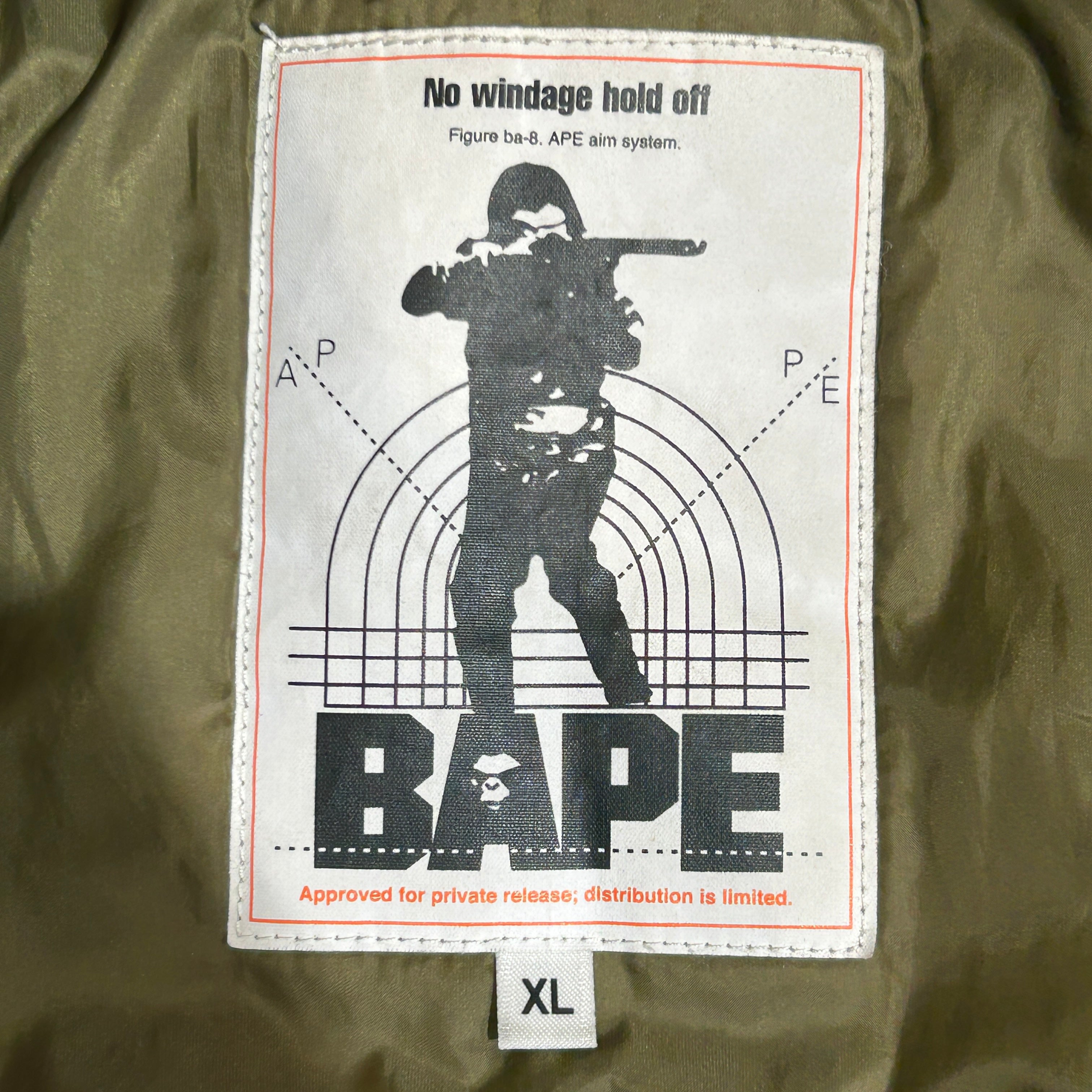 A BATHING APE/Puffer Jkt/XL/Nylon/GRN/BOMBER HOODED JACKET view 3