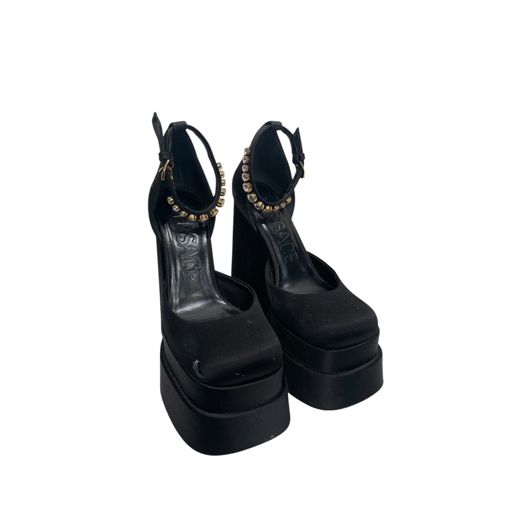 VERSACE/Heels/EU 36/Nylon/BLK/CRYSTAL HEELS view 1