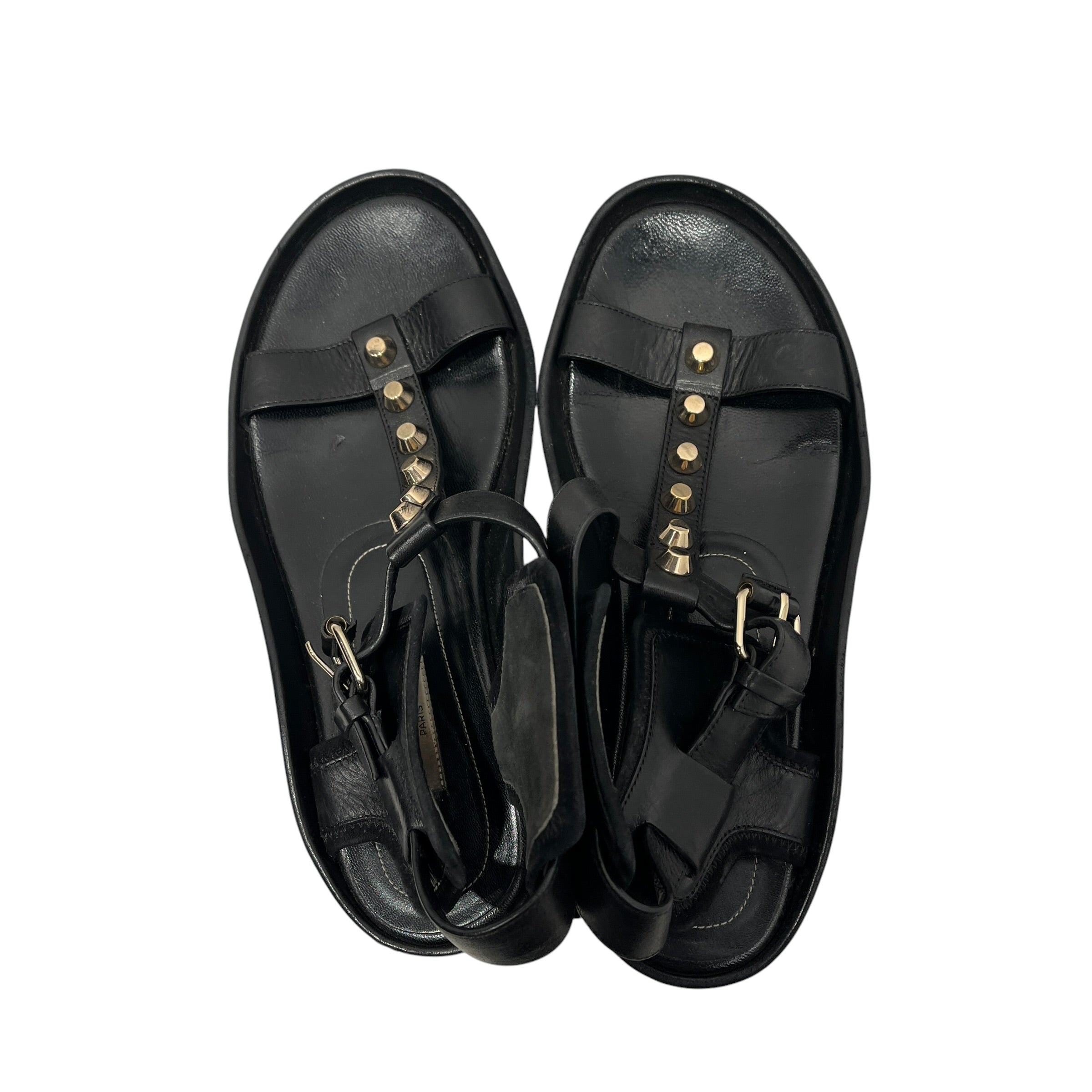 BALENCIAGA/Sandals/EU 37/Leather/BLK/Open-Toe/SLV Studded Gladiator Sandals view 9