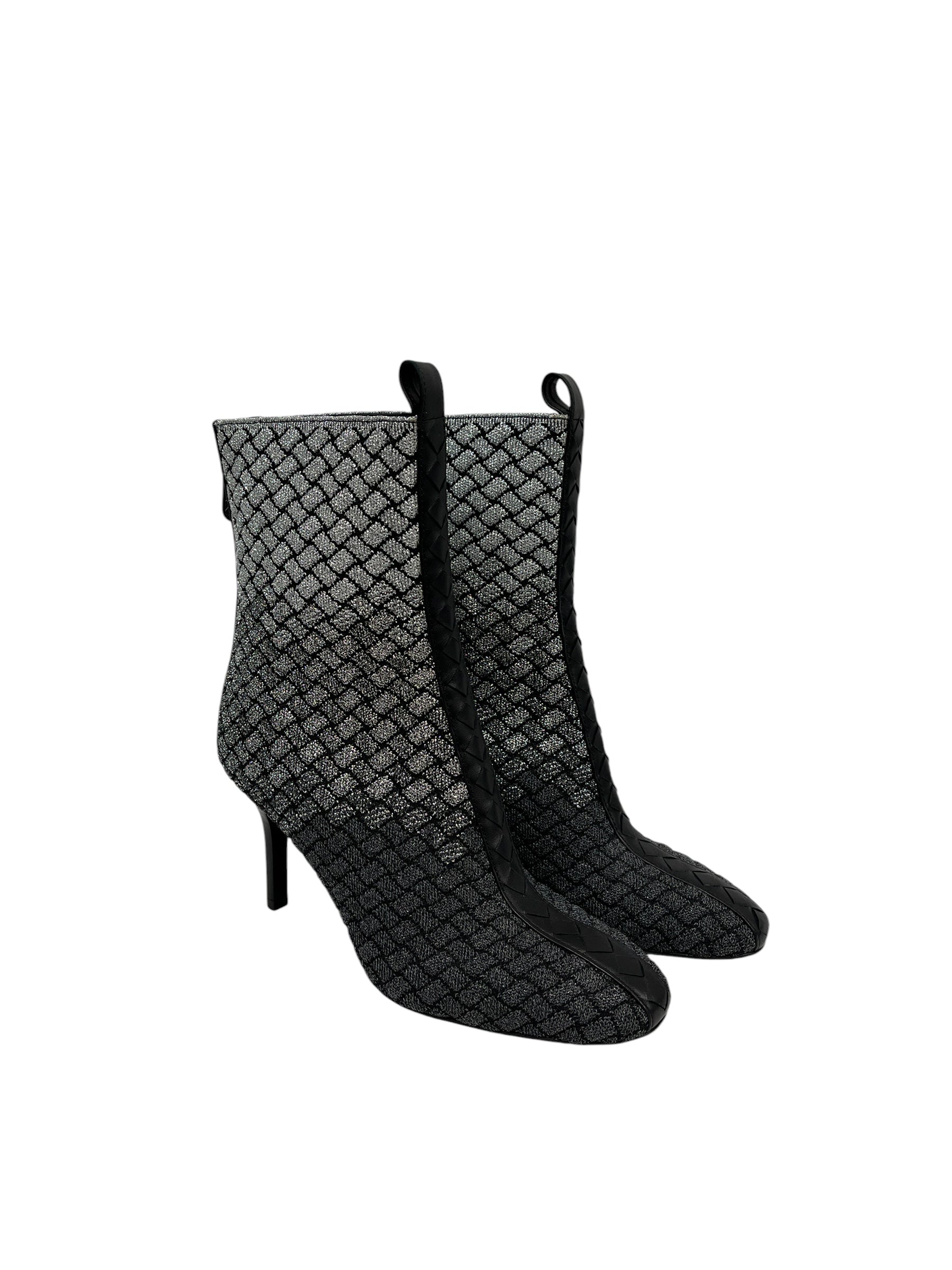 BOTTEGA VENETA/Booties/EU 34/All Over Print/SLV/INTRECCIATO METALLIC KNIT PUMP view 1