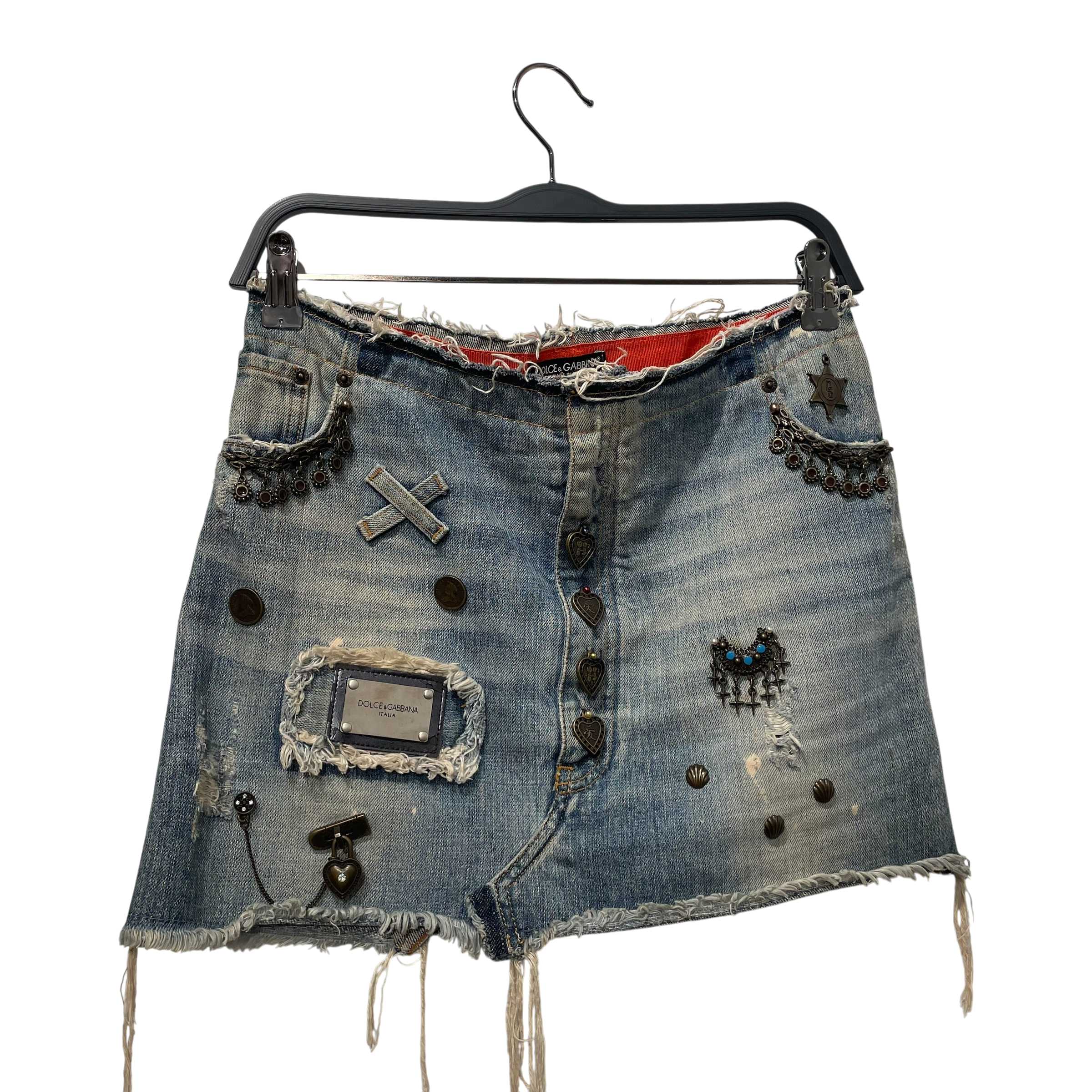 DOLCE&GABBANA/Skirt/40/Cotton/BLU/Mini Length/Embellished Denim Skirt JDK1Q view 1