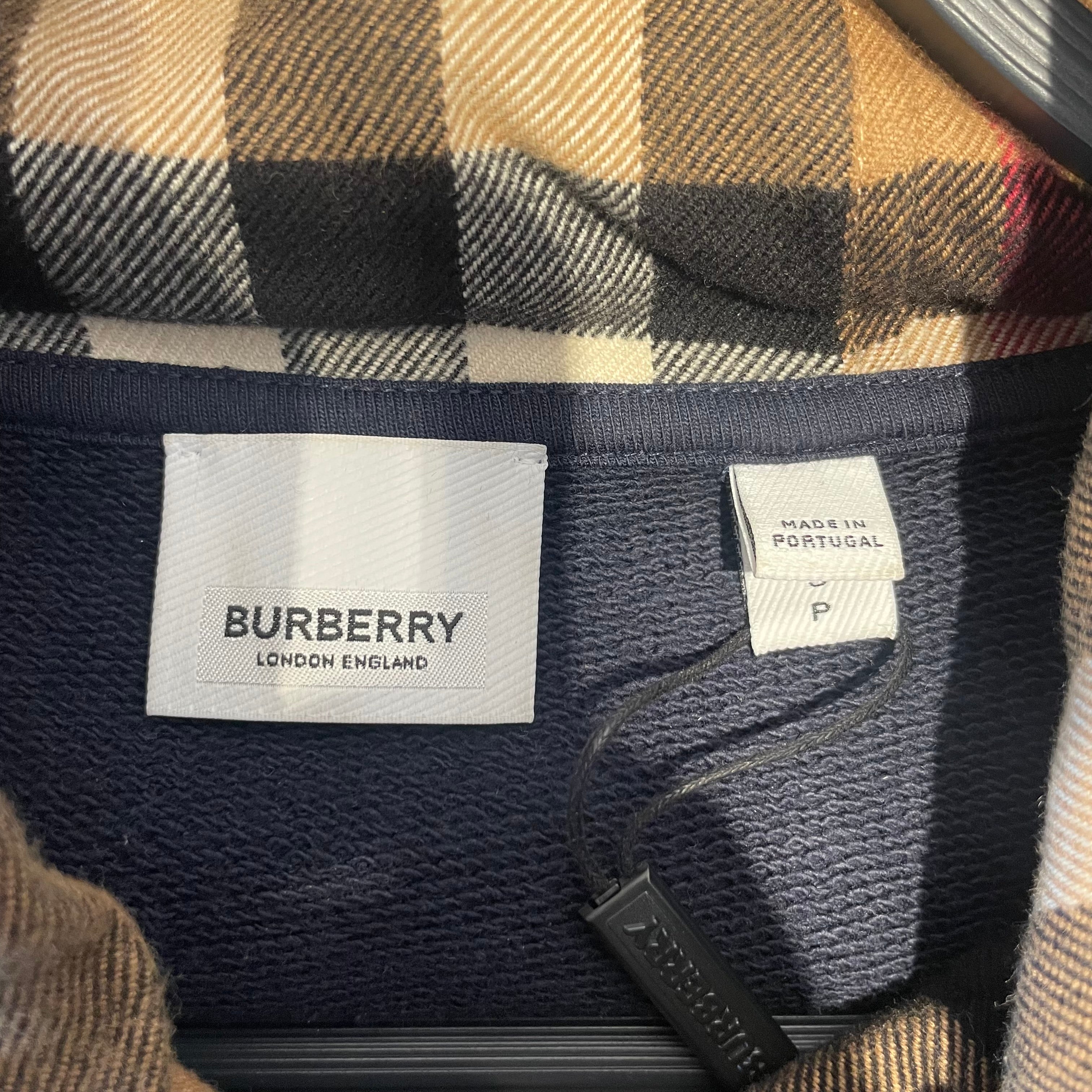 BURBERRY/Hoodie/S/Cotton/NVY/ckeck lined flannel hood view 3