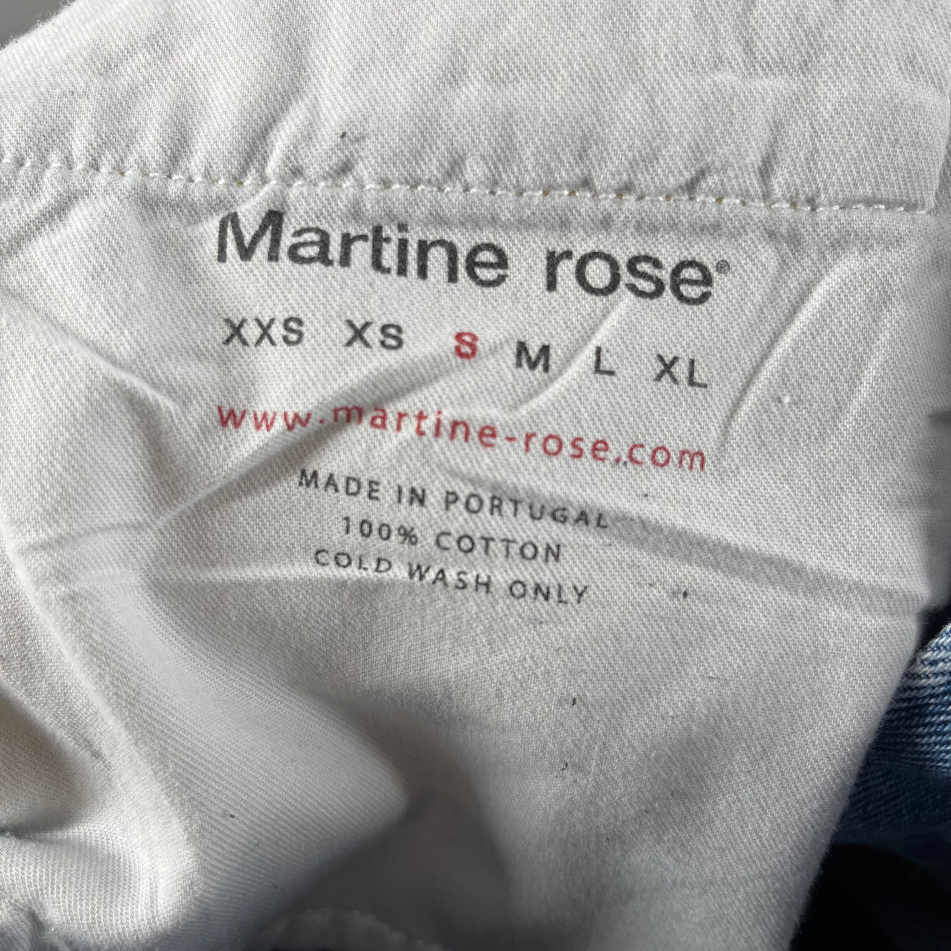 MARTINE ROSE/Pants/S/Denim/NVY/All Over Print/R logo all over view 3