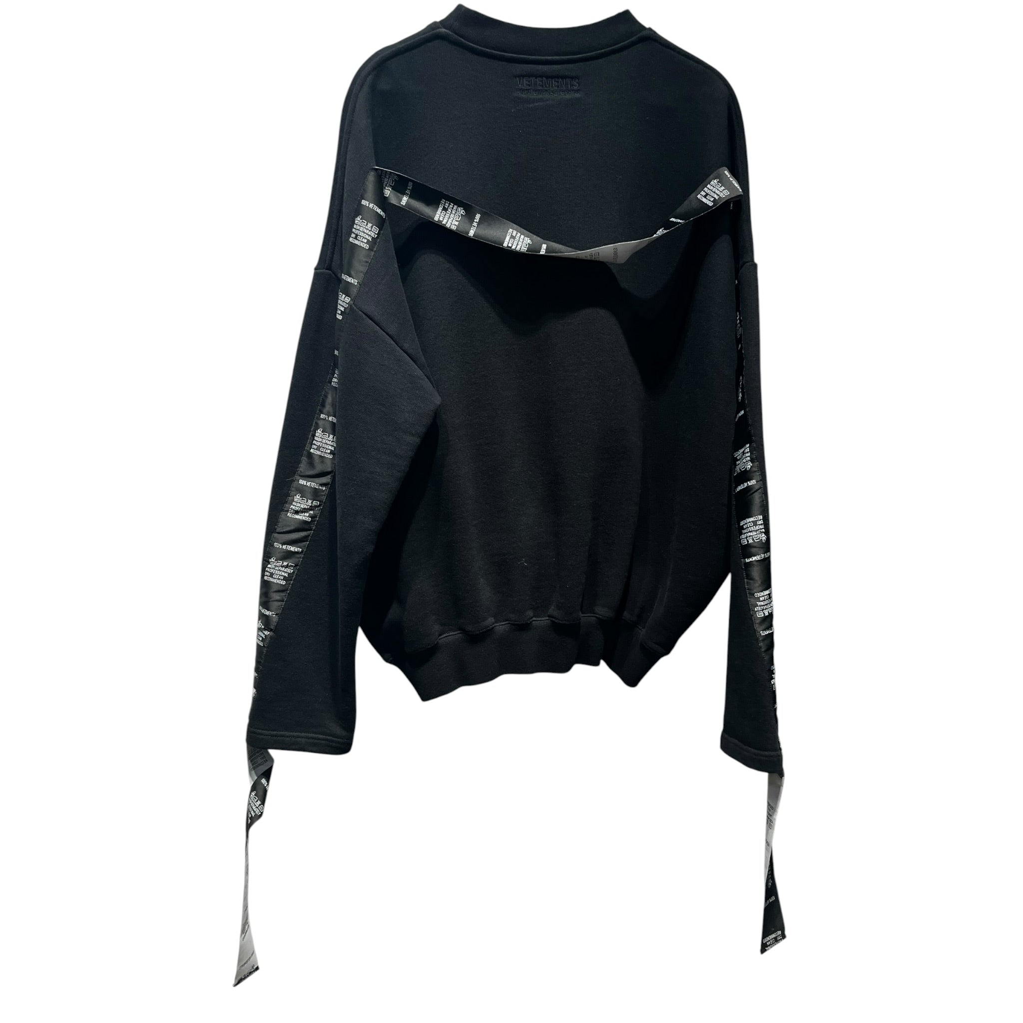 VETEMENTS/Sweatshirt/XS/Cotton/BLK/Oversize/Wash Tag Crewneck view 2