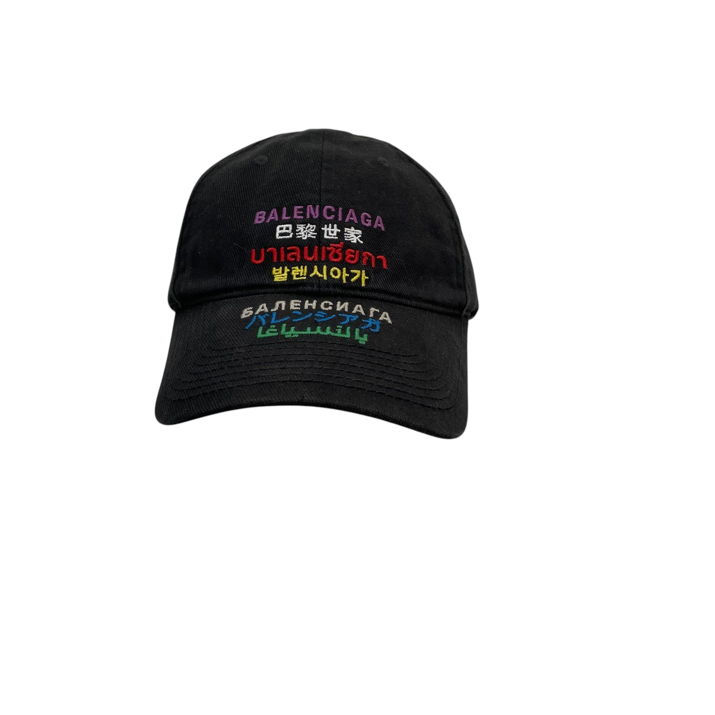 BALENCIAGA/Headwear/L/Polyester/BLK/languages cap view 1