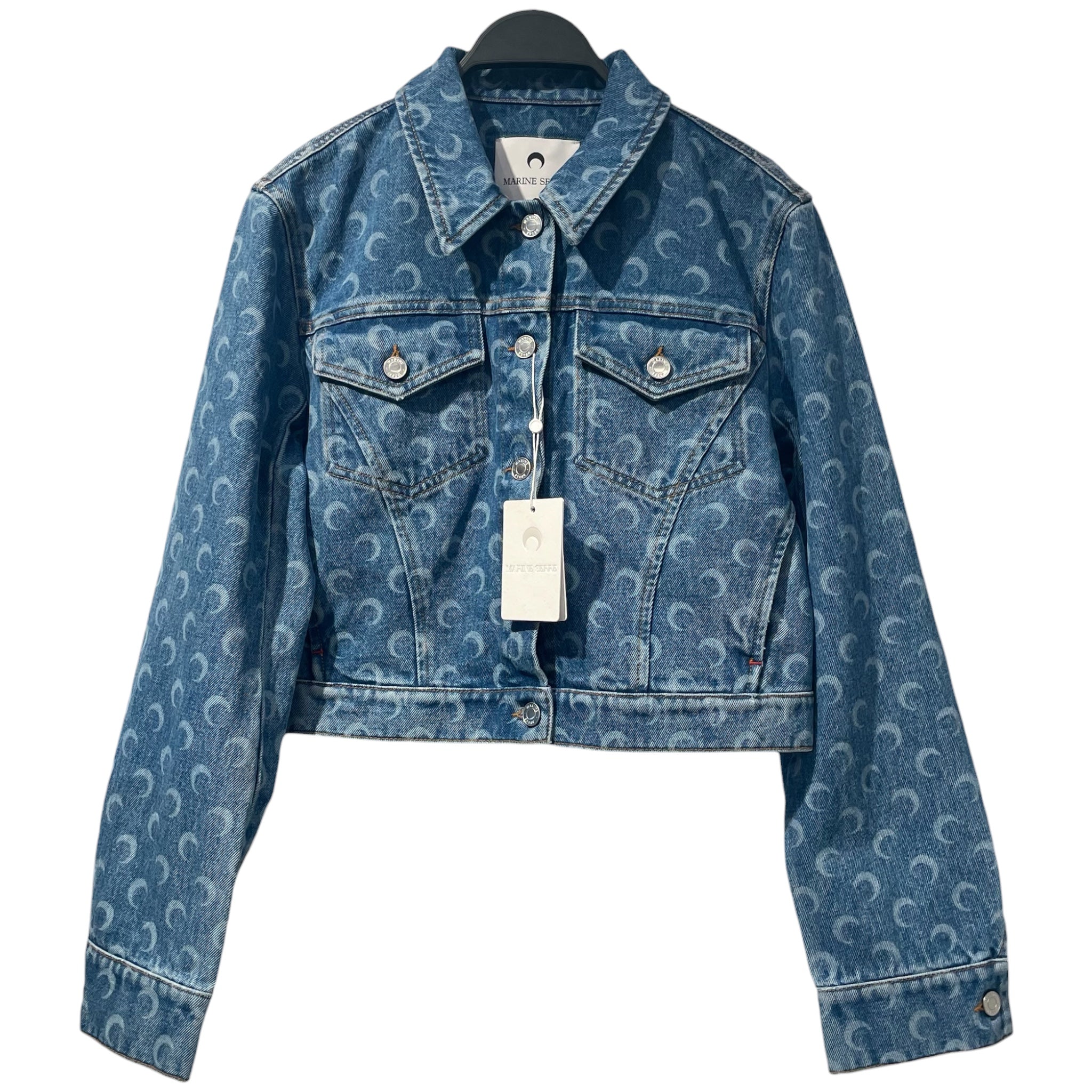 MARINE SERRE/Denim Jkt/42/Monogram/Denim/BLU/MOONLASER DENIM CROP view 1