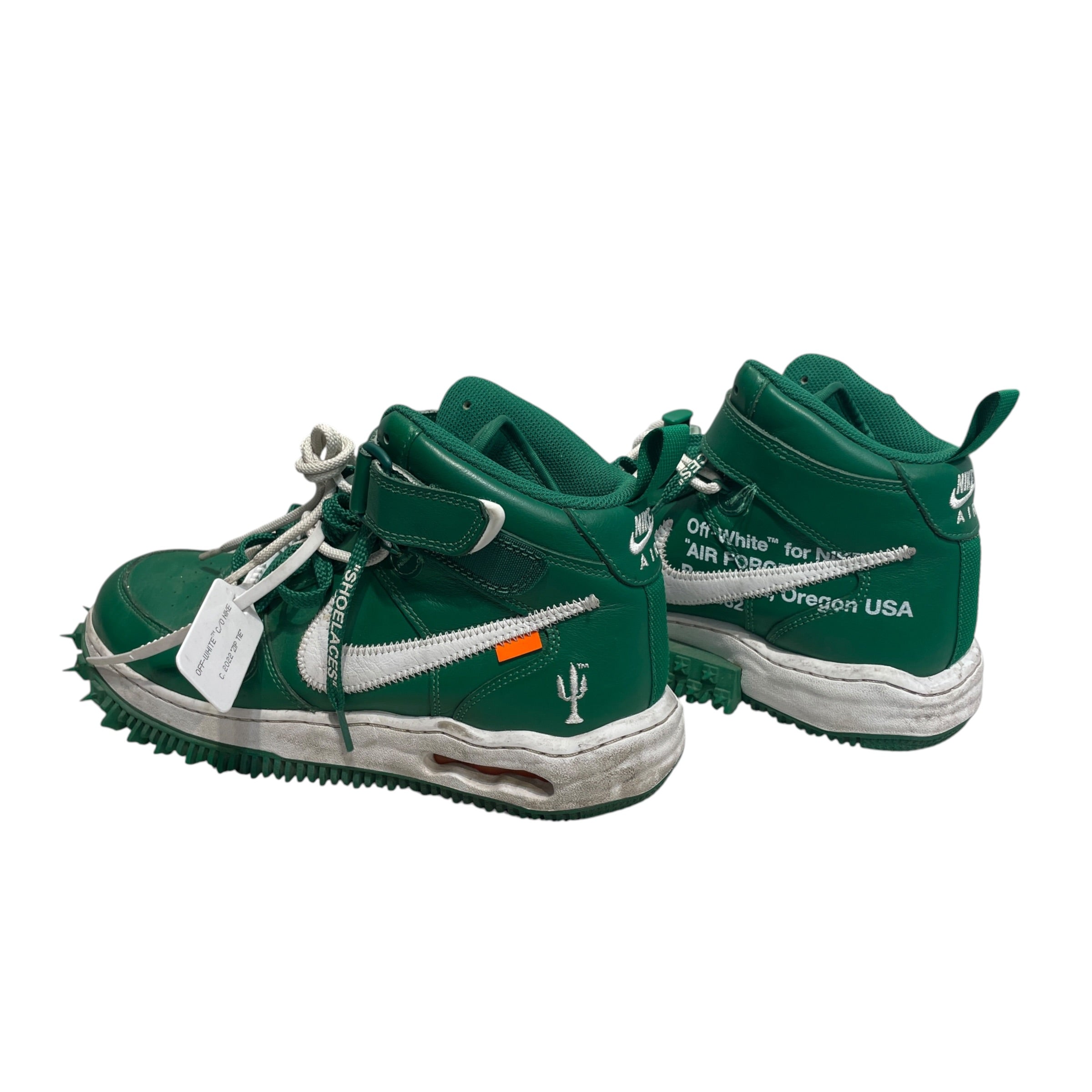 NIKE/OFF-WHITE/Hi-Sneakers/US 10/Leather/GRN/Air Force 1 Mid White-Pine view 7