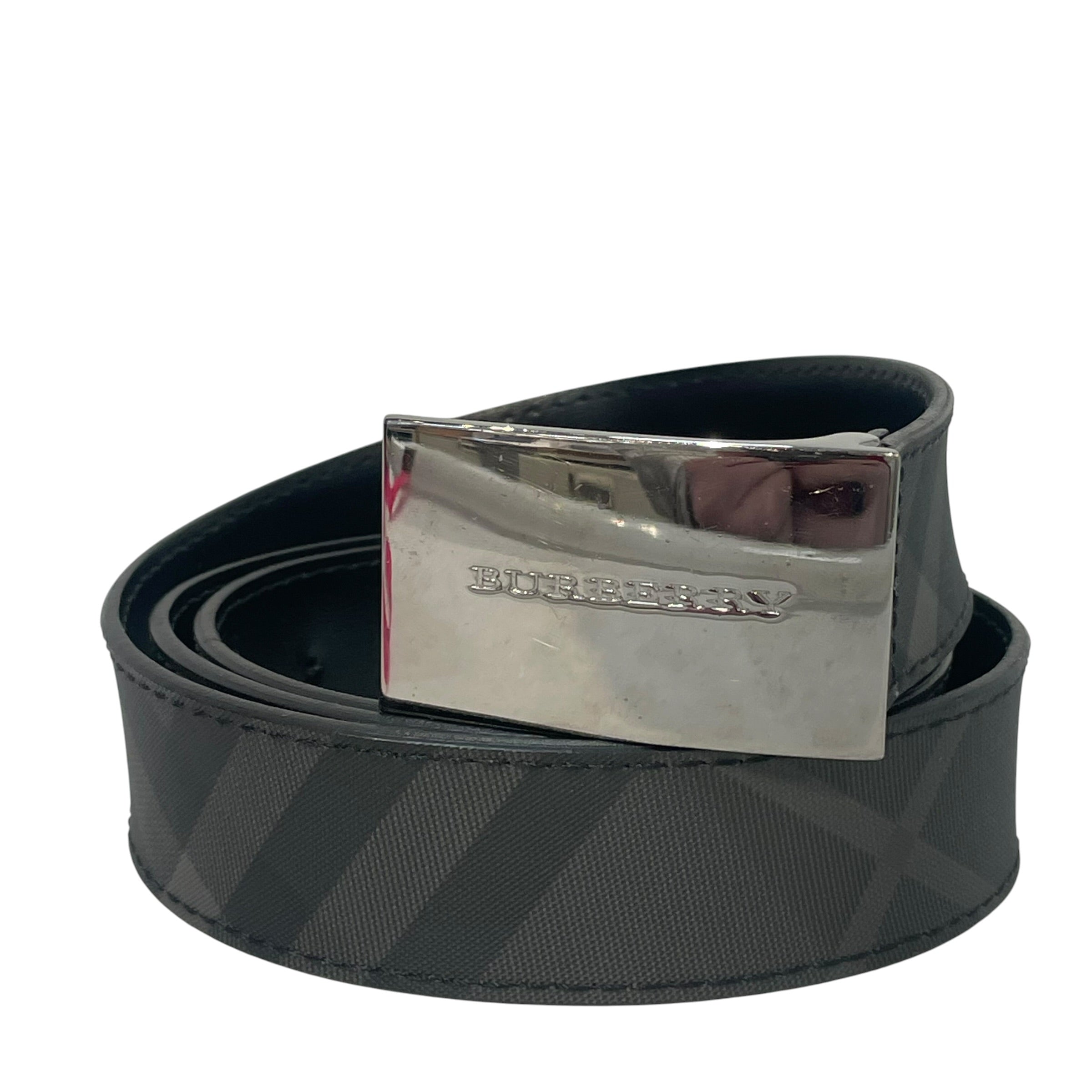 BURBERRY/Belt/Glen Check/Leather/BLK/silver grey check view 1