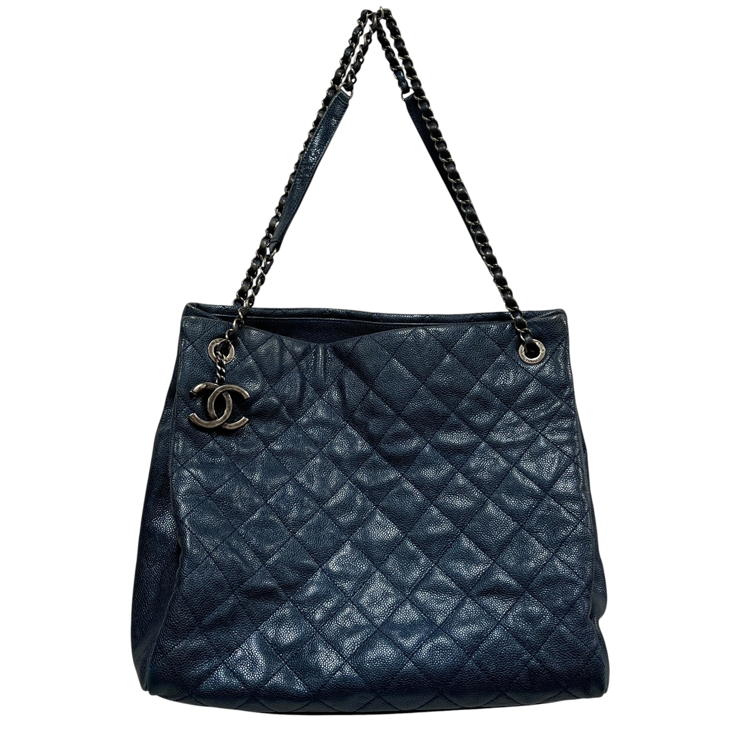 CHANEL/Tote Bag/Leather/BLU/Quilted shopping tote view 1