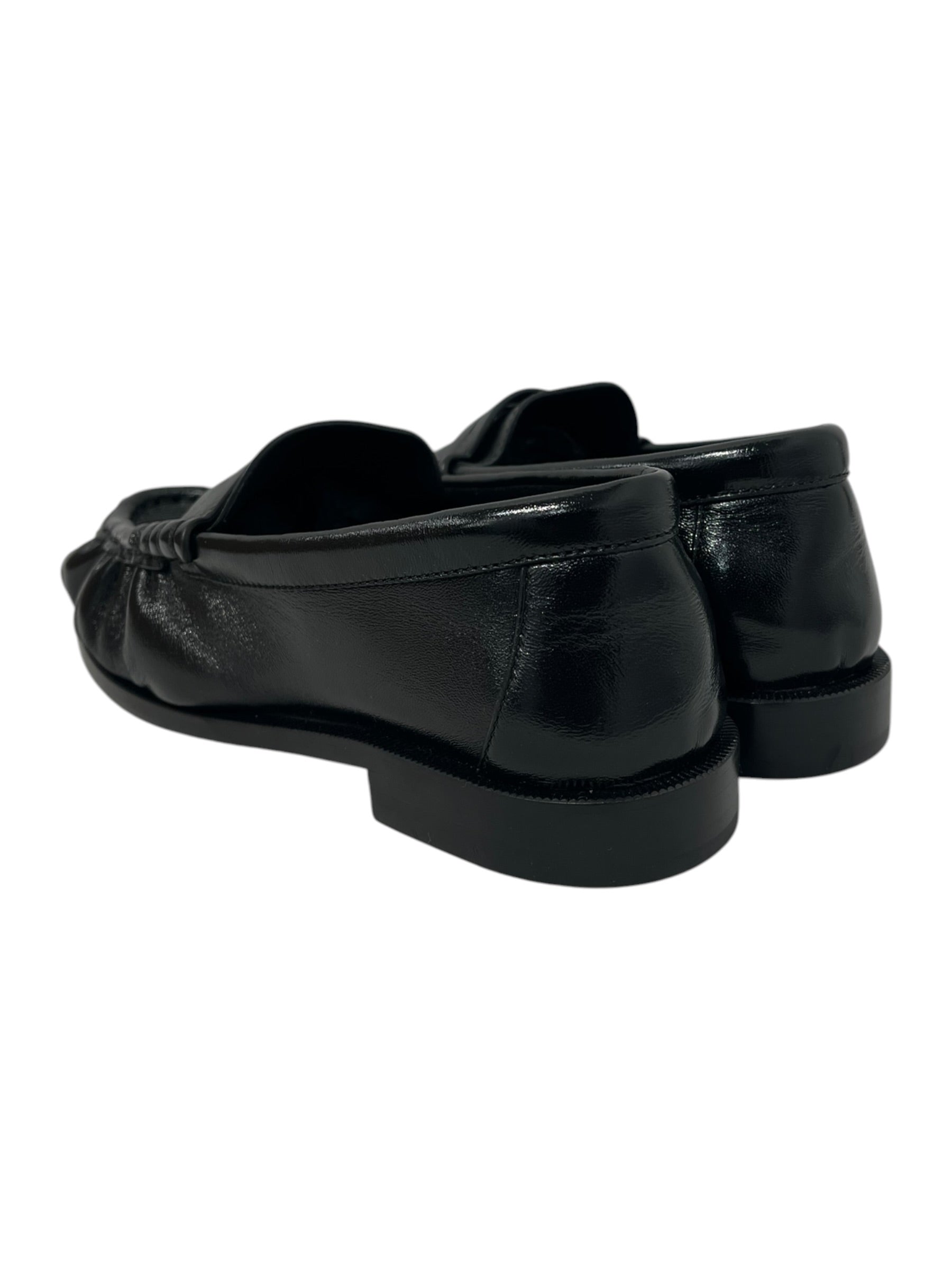 SAINT LAURENT/Loafers/EU 37/Leather/BLK/ruffled front penny loafer view 2