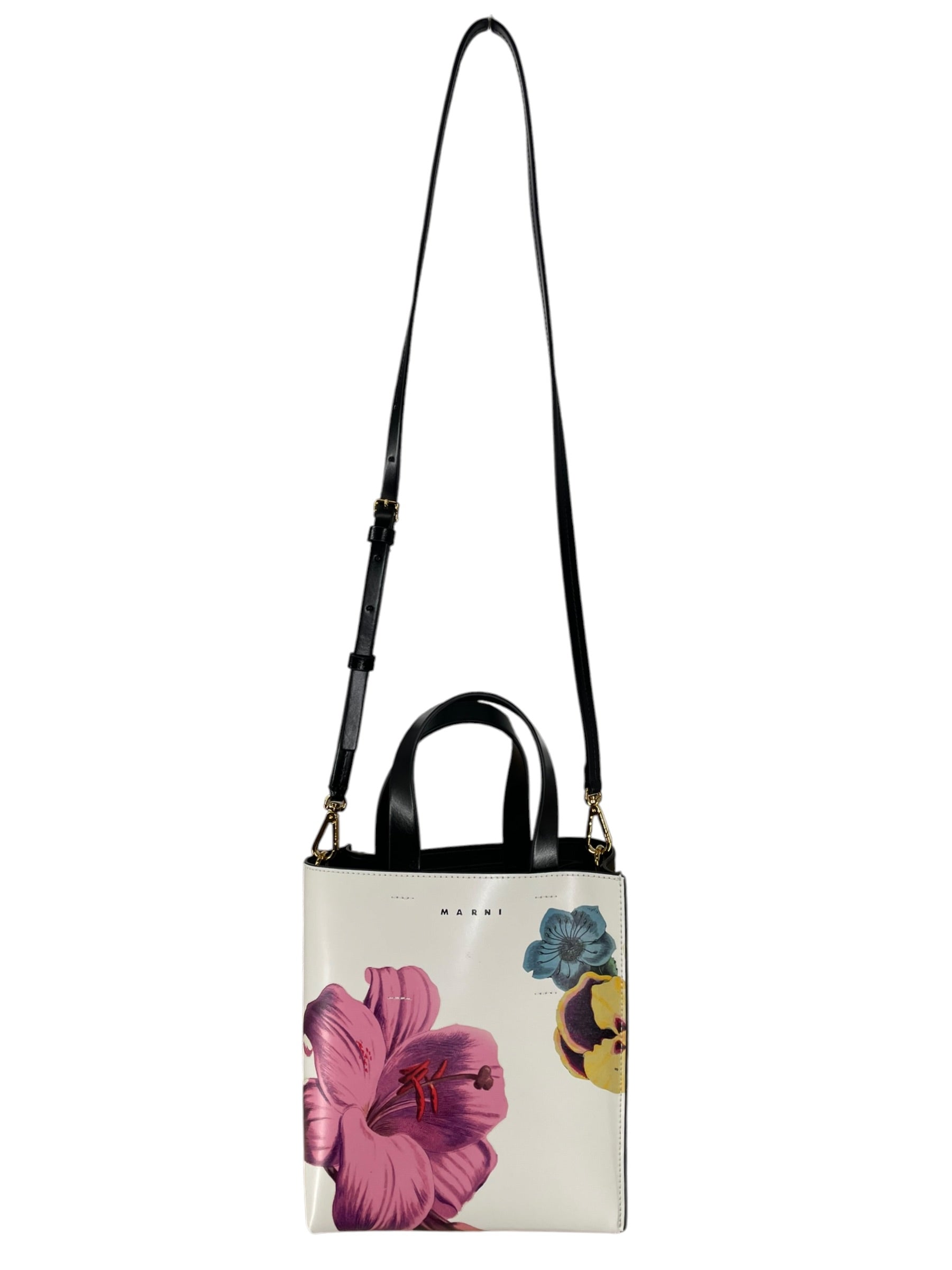 MARNI/Pouch/Floral Pattern/Leather/BLK/FLORAL BUCKET CROSSBODY view 1
