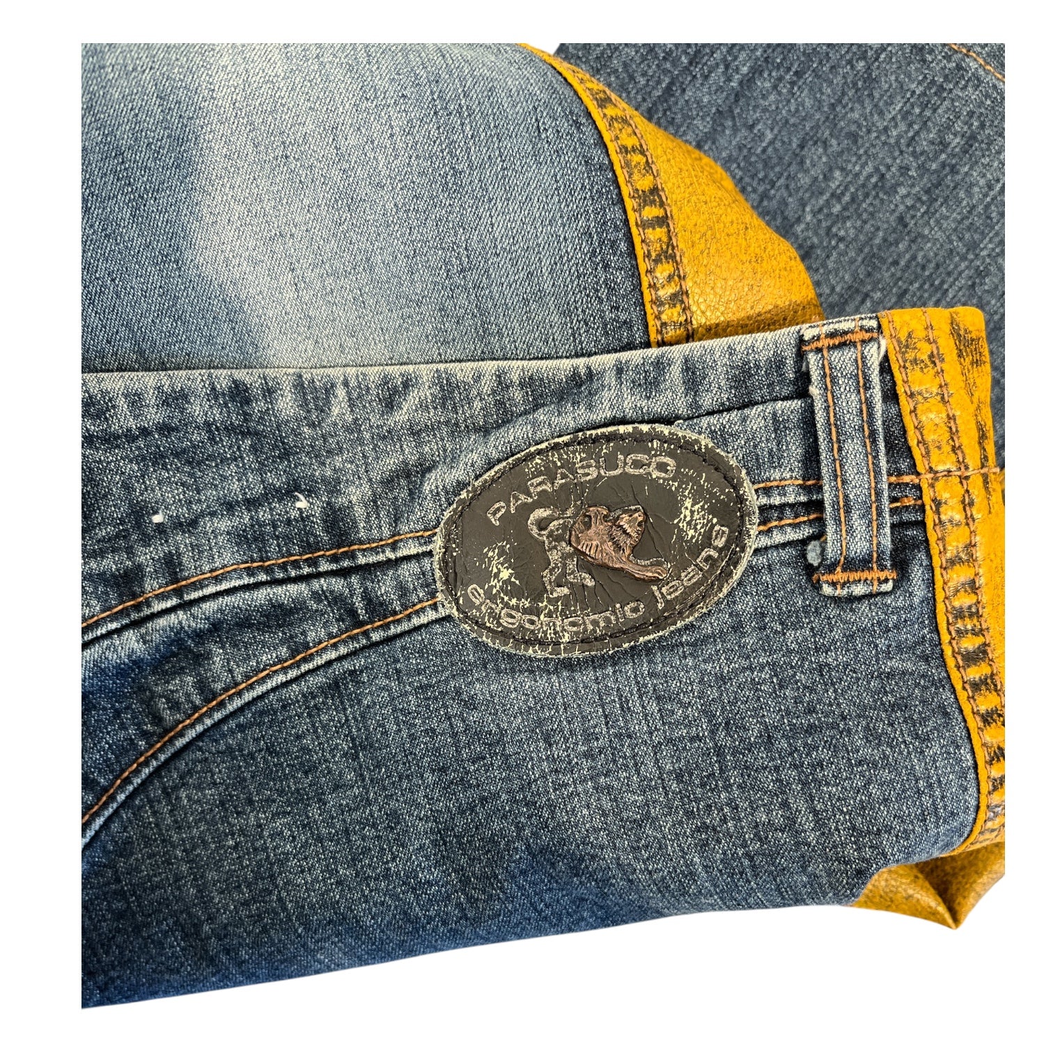 parasuco/Bootcut Pants/34/Stripe/Denim/BLU/LEATHER PANEL BOOTCUT JEANS view 4