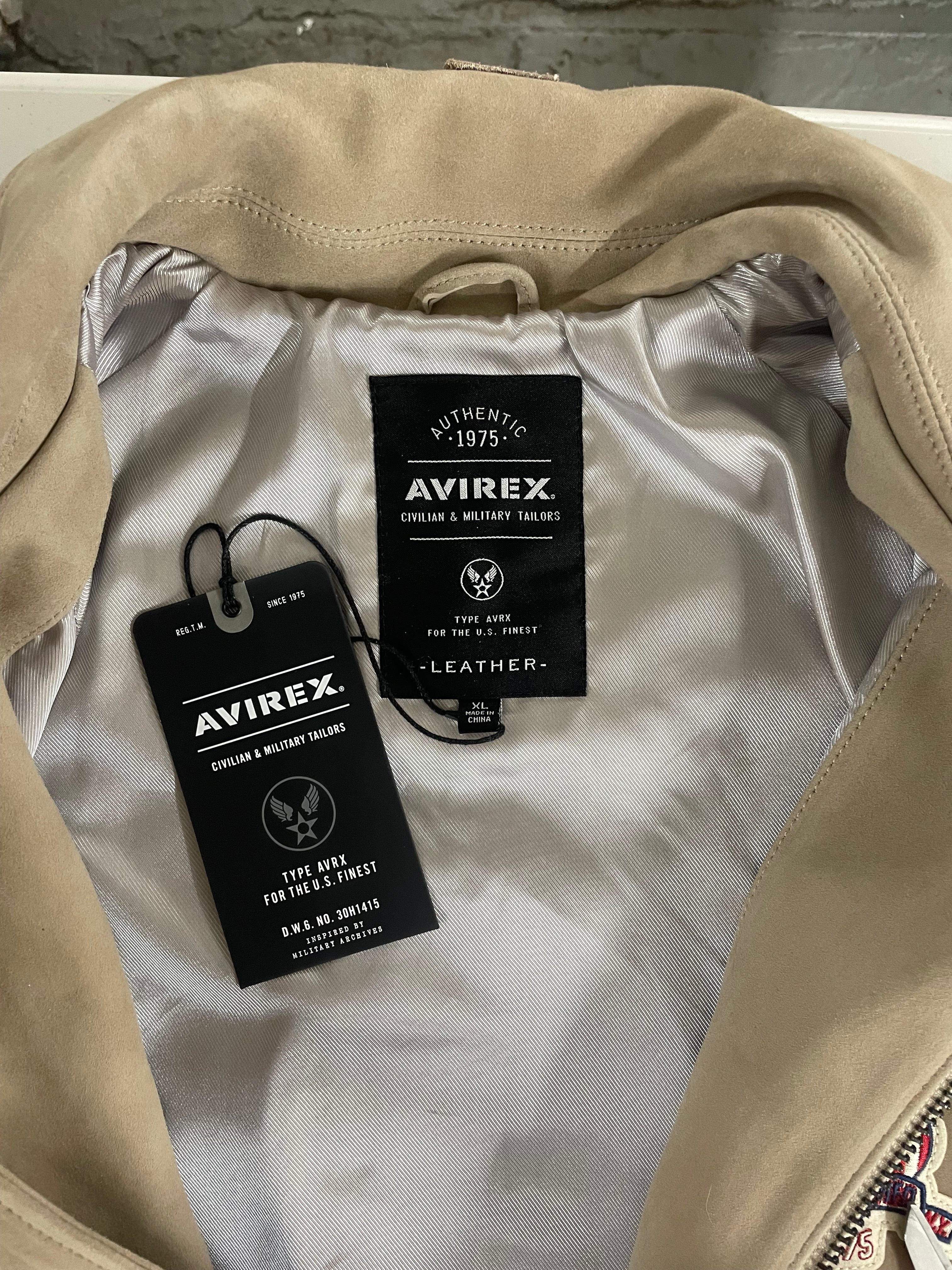 AVIREX/Jacket/XL/Suede/KHK/VARSITY BOMBER/ LOGO BACK/FRNT view 5