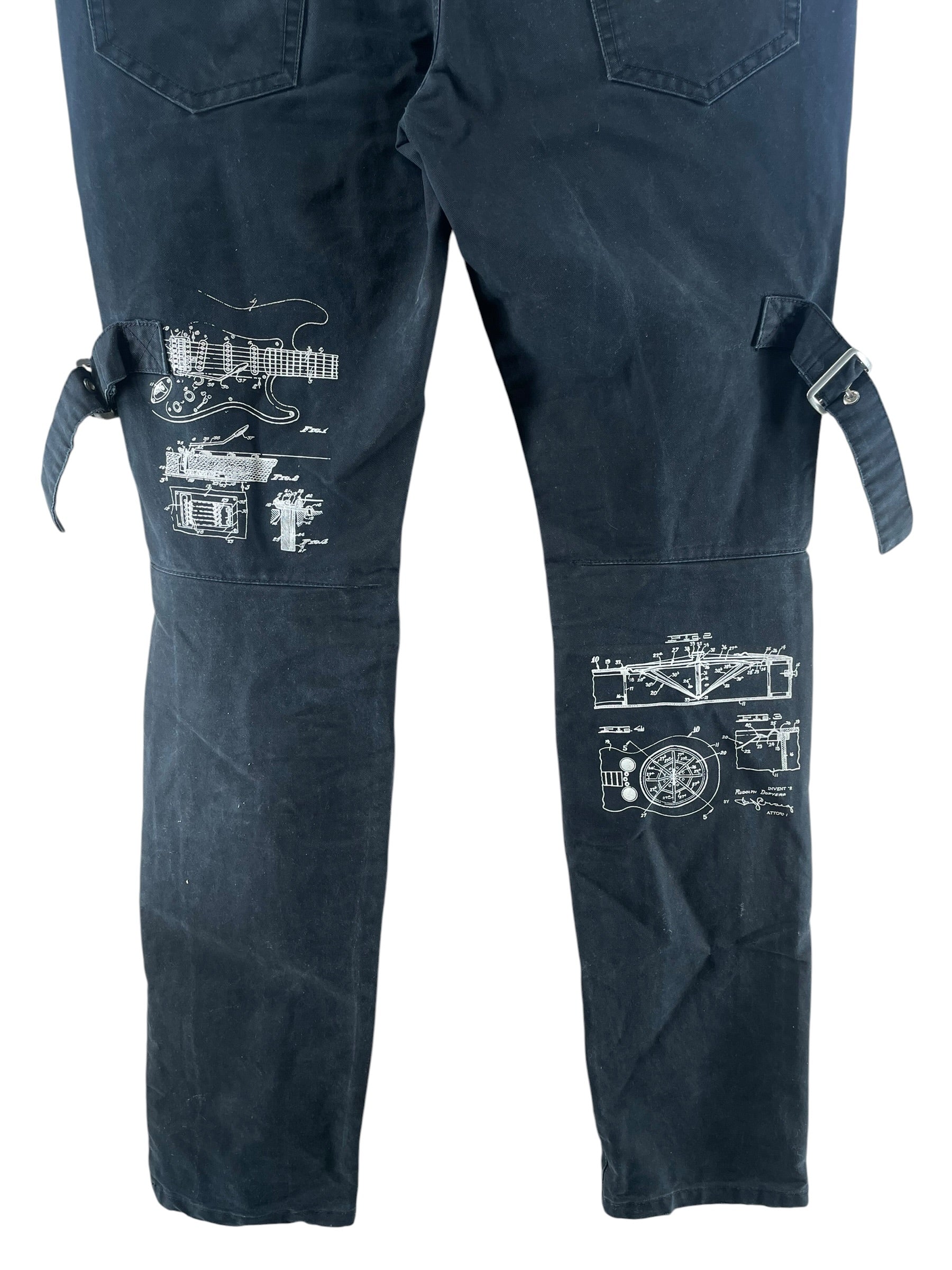 NUMBER (N)INE/C2H4 LA/Skinny Pants/32/Cotton/BLK/ELEMENT GRAPHIC BONDAGE STRAPS view 5