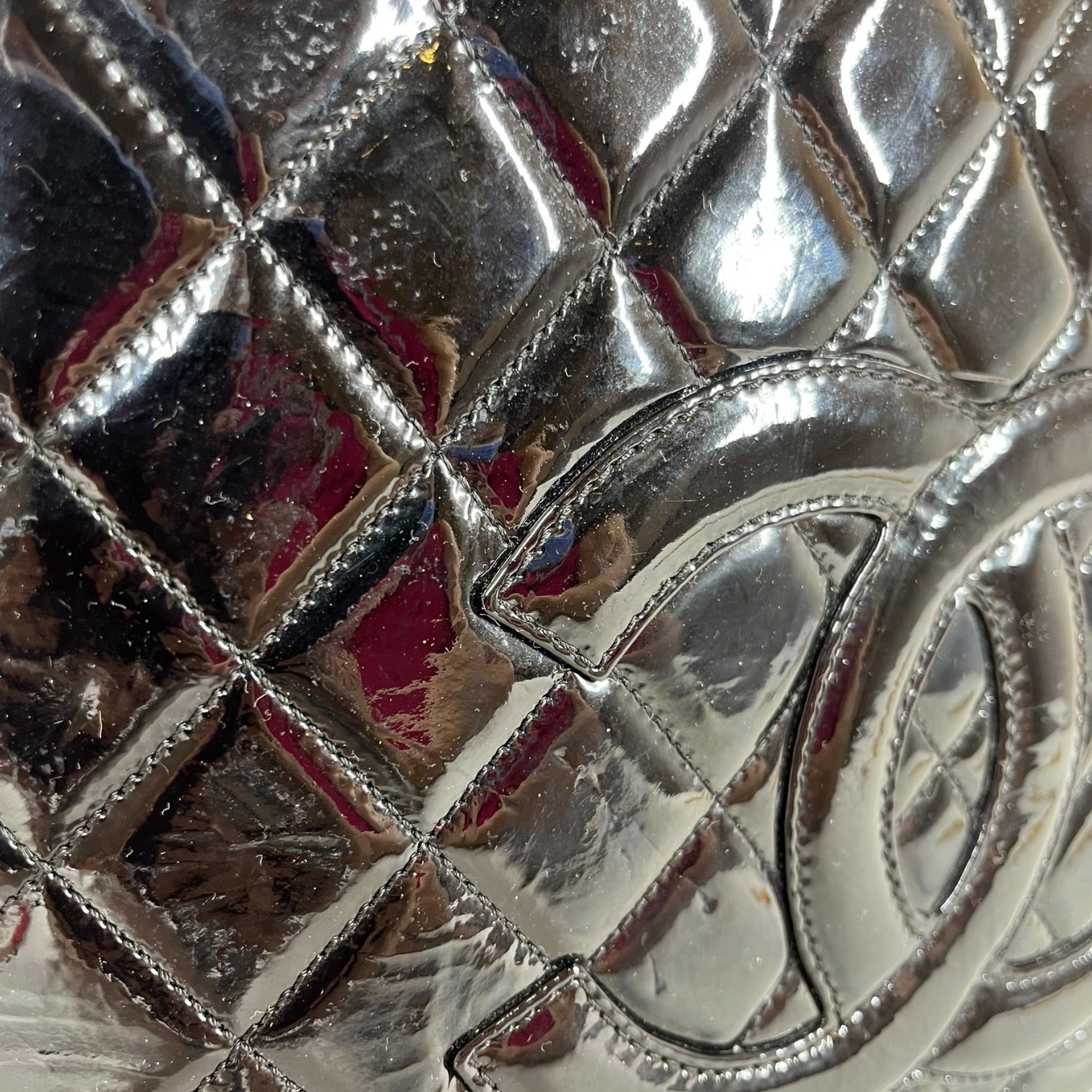 CHANEL/Hand Bag/Leather/BLK/QUILTED PATENT SHOPPING TOTE view 5
