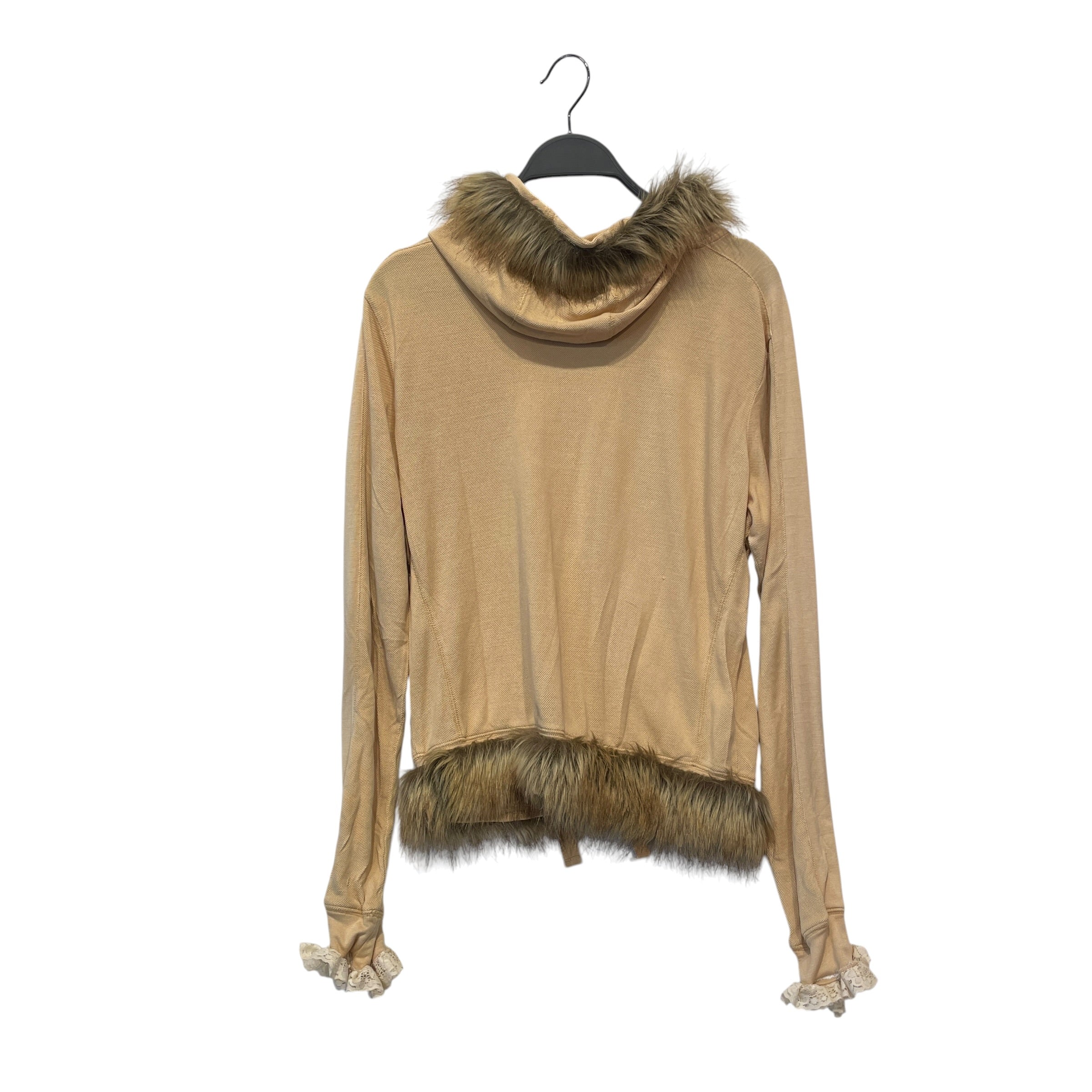 DA-NANG/Zip Up Hoodie/XS/All Over Print/Silk/BEG/fur&lacetrim/cargo/bows/cute<3 view 4