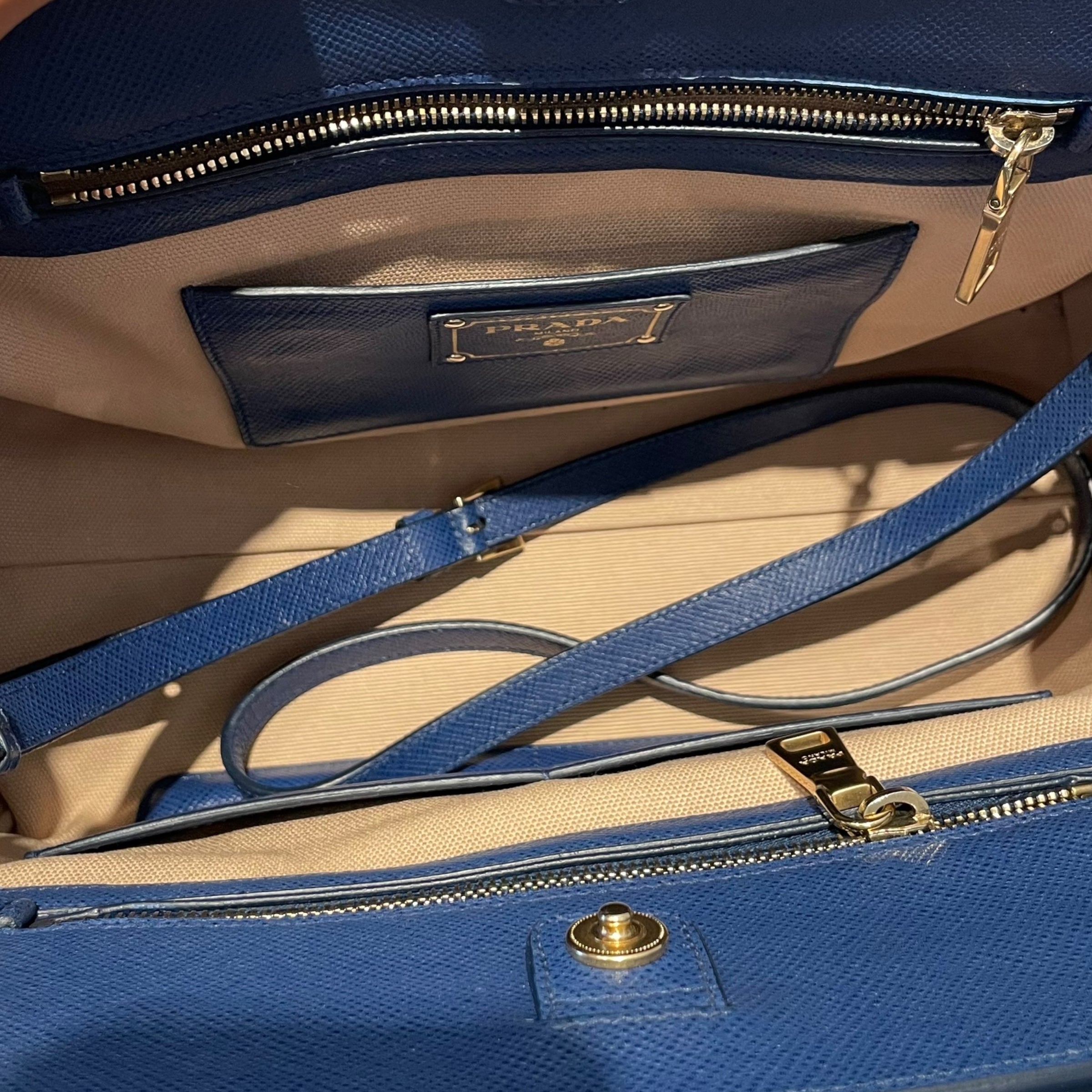 PRADA/Tote Bag/Leather/NVY/Cuir Frame COnvertible Tote view 4
