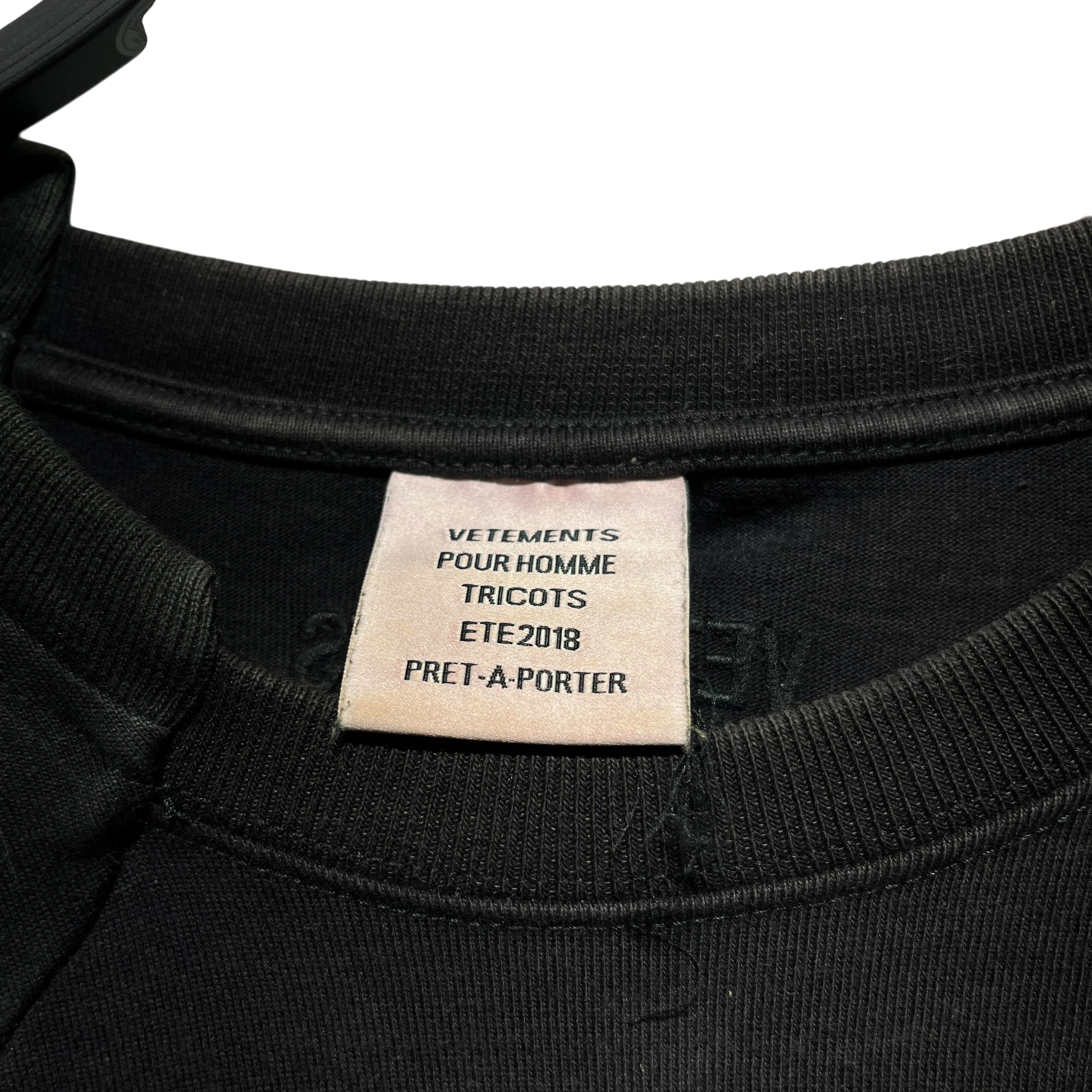 VETEMENTS/LS T-Shirt/M/Cotton/BLK/deconstructed zurich view 2