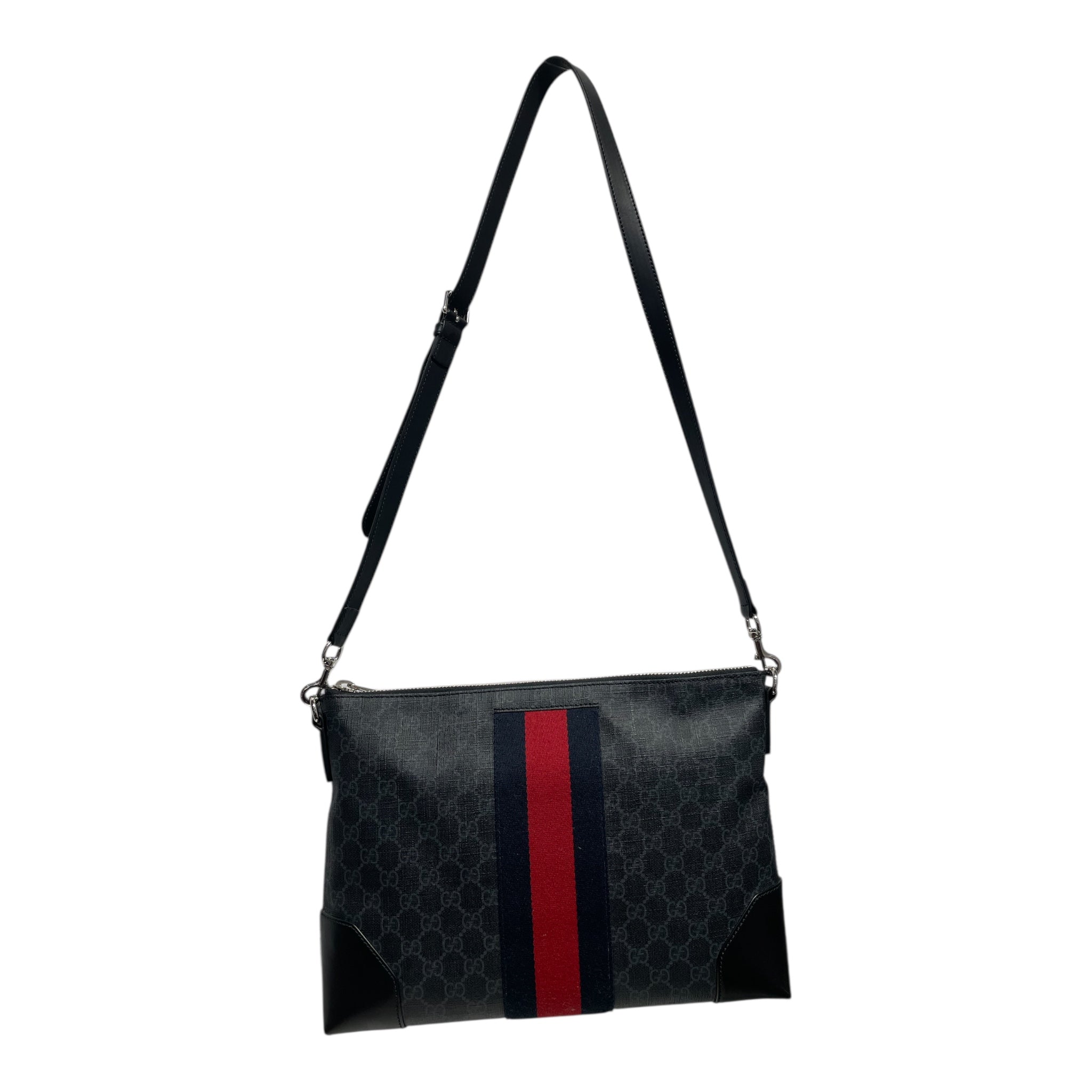 GUCCI/Cross Body Bag/Monogram/Leather/BLK/GG SUPREME SHOULDER view 2