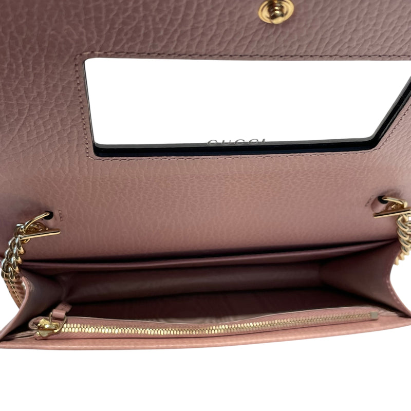 GUCCI/Cross Body Bag/Leather/PNK/MARMOT CHAIN WALLET