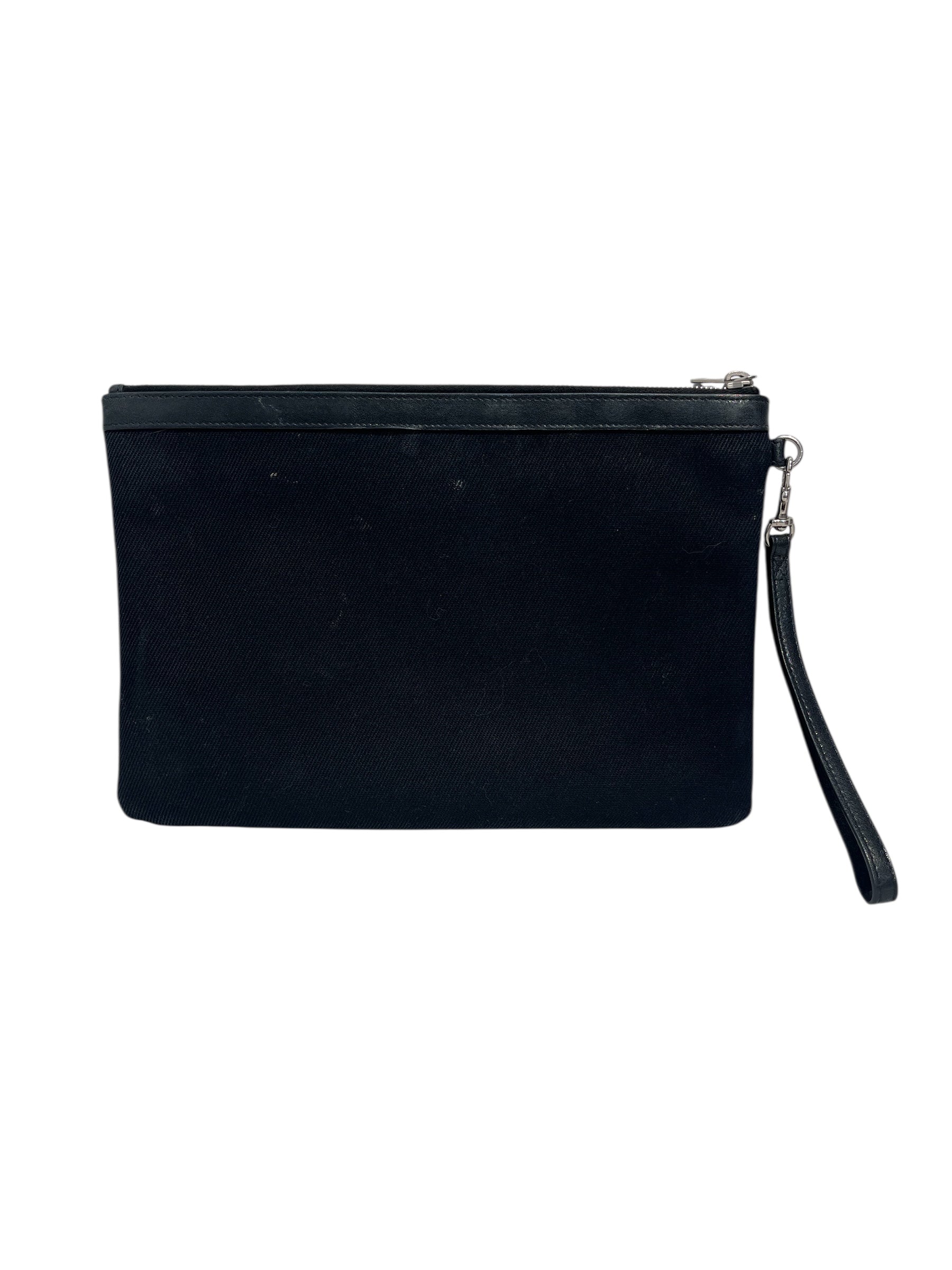 YVES SAINT LAURENT rive gauche/Pouch/Cotton/BLK/CANVAS-LTHR TRIM view 3