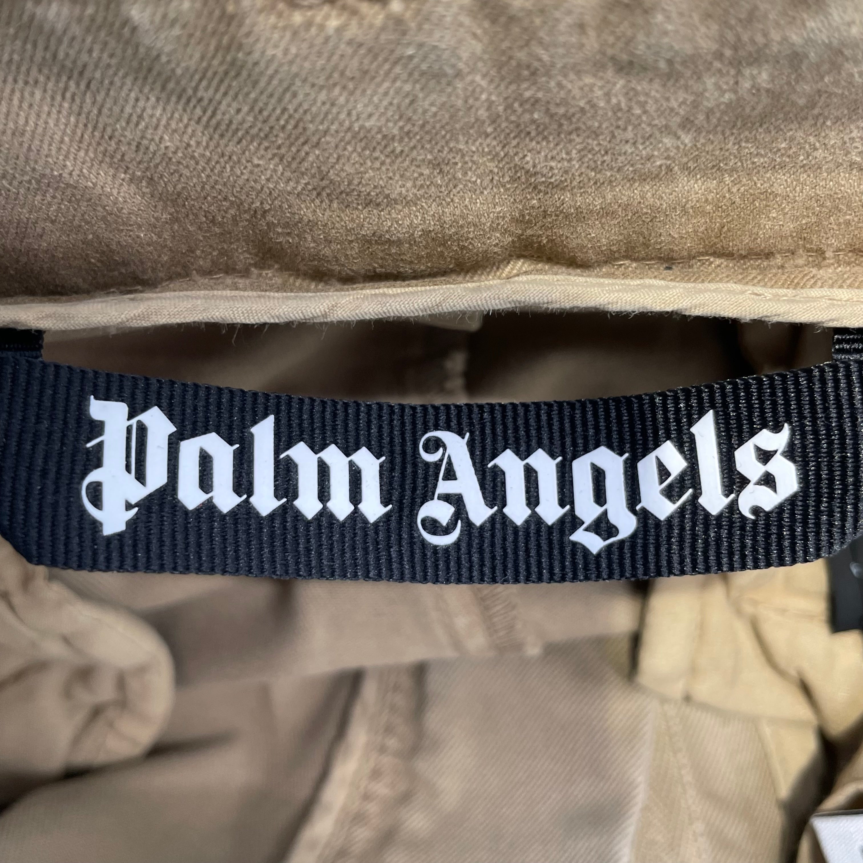 Palm Angels/Pants/44/Cotton/KHK/LOGO ON LEFT THIGH view 3
