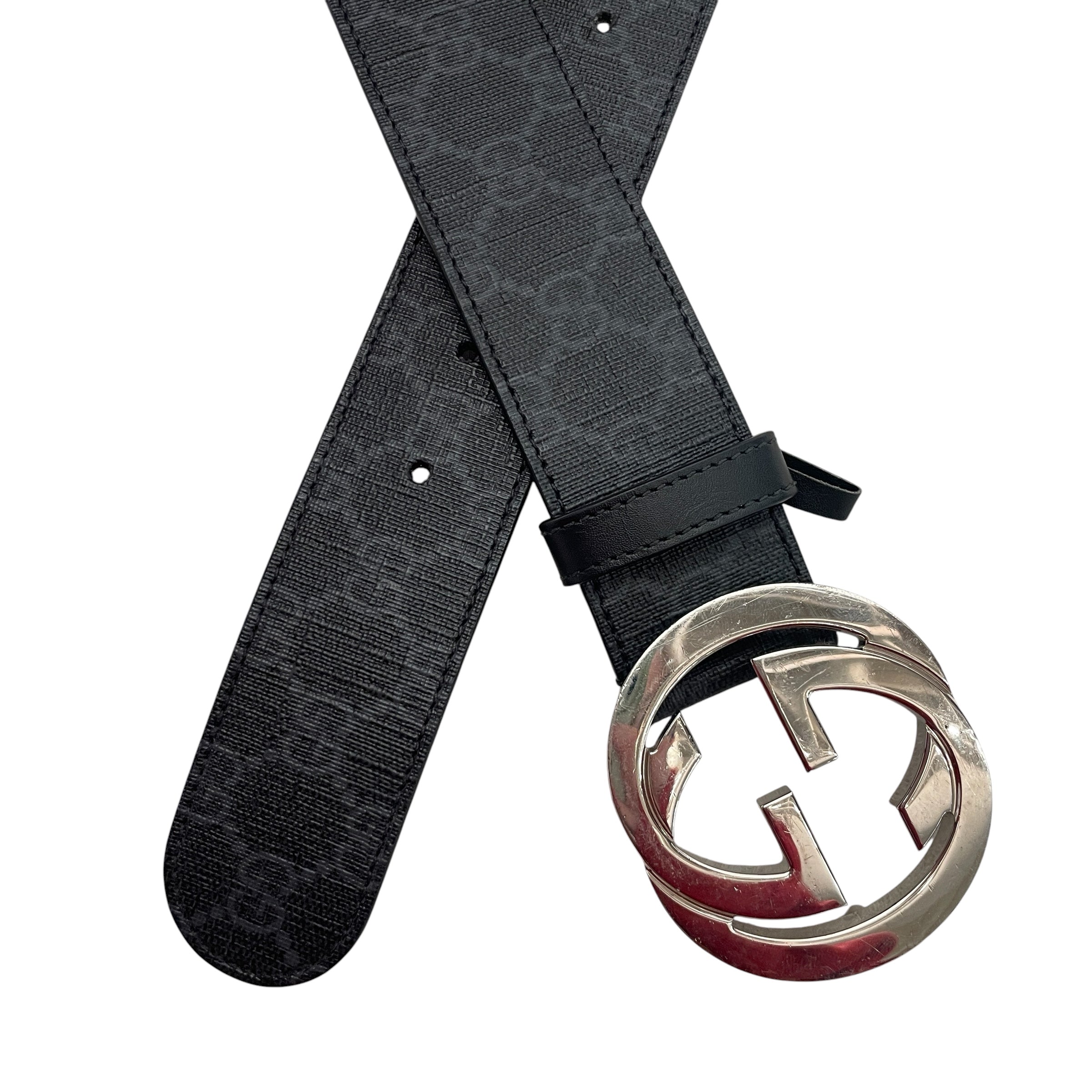 GUCCI/Belt/Leather/BLK/M's/BLACK GUCCI MONOGRAM view 2