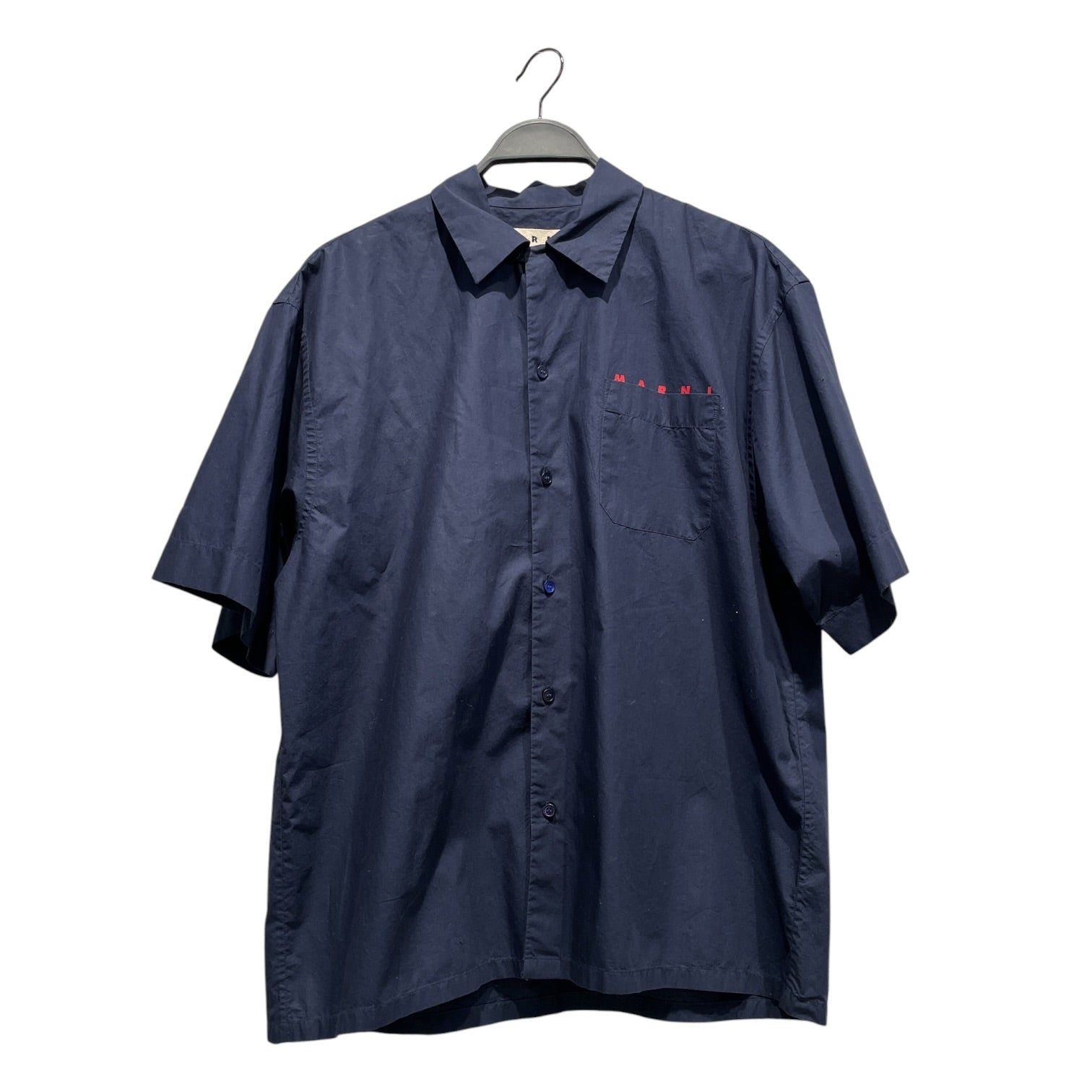 MARNI/SS Shirt/48/Cotton/NVY/POCKET RED LOGO view 1