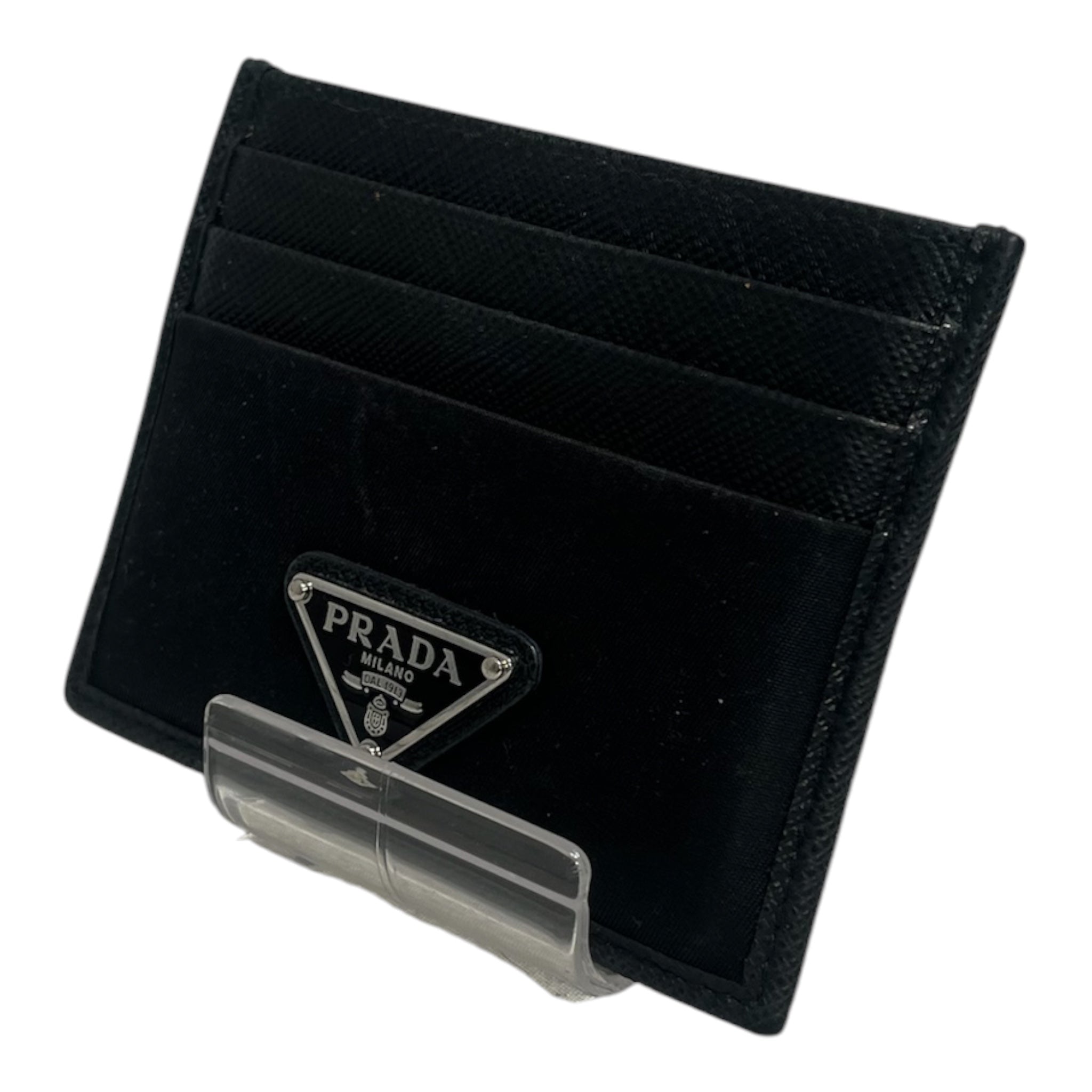 PRADA/Wallet/Leather/BLK/L's/RE-NYLON & SAFFIANO CARDHOLDER