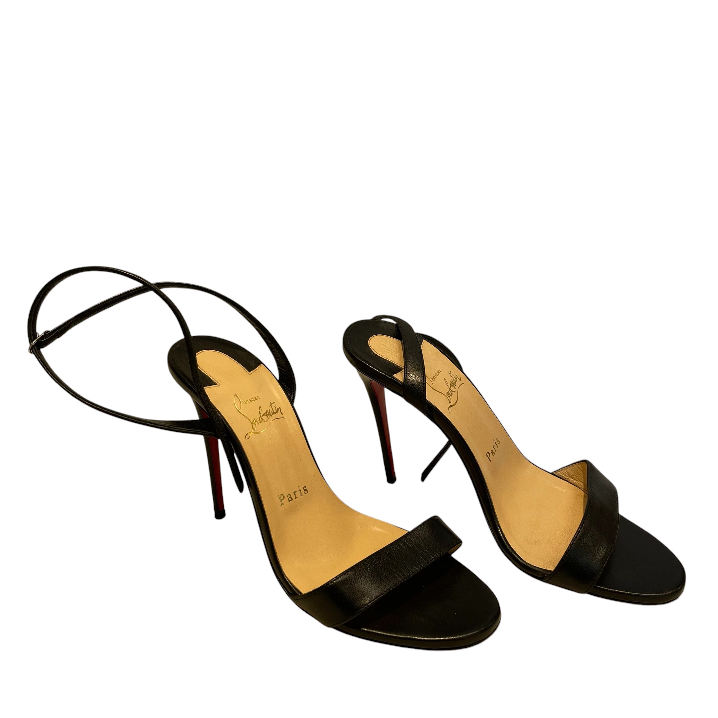 Christian Louboutin/Heels/EU 38/Leather/BLK/V-Tip/RED INSIDE/ POINTED TOE view 1