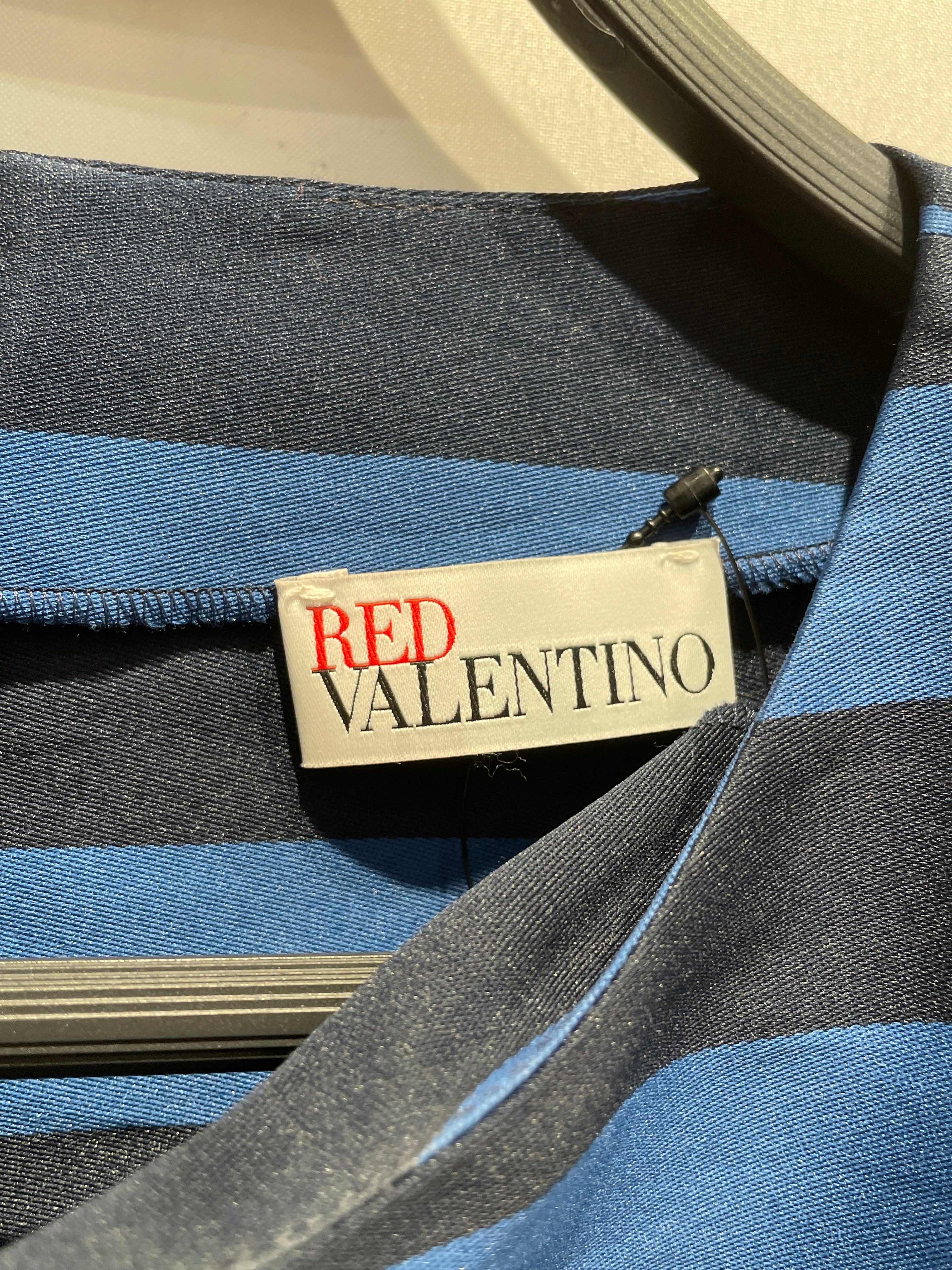RED VALENTINO/LS Blouse/40/Stripe/Polyester/NVY/Zipperback view 3
