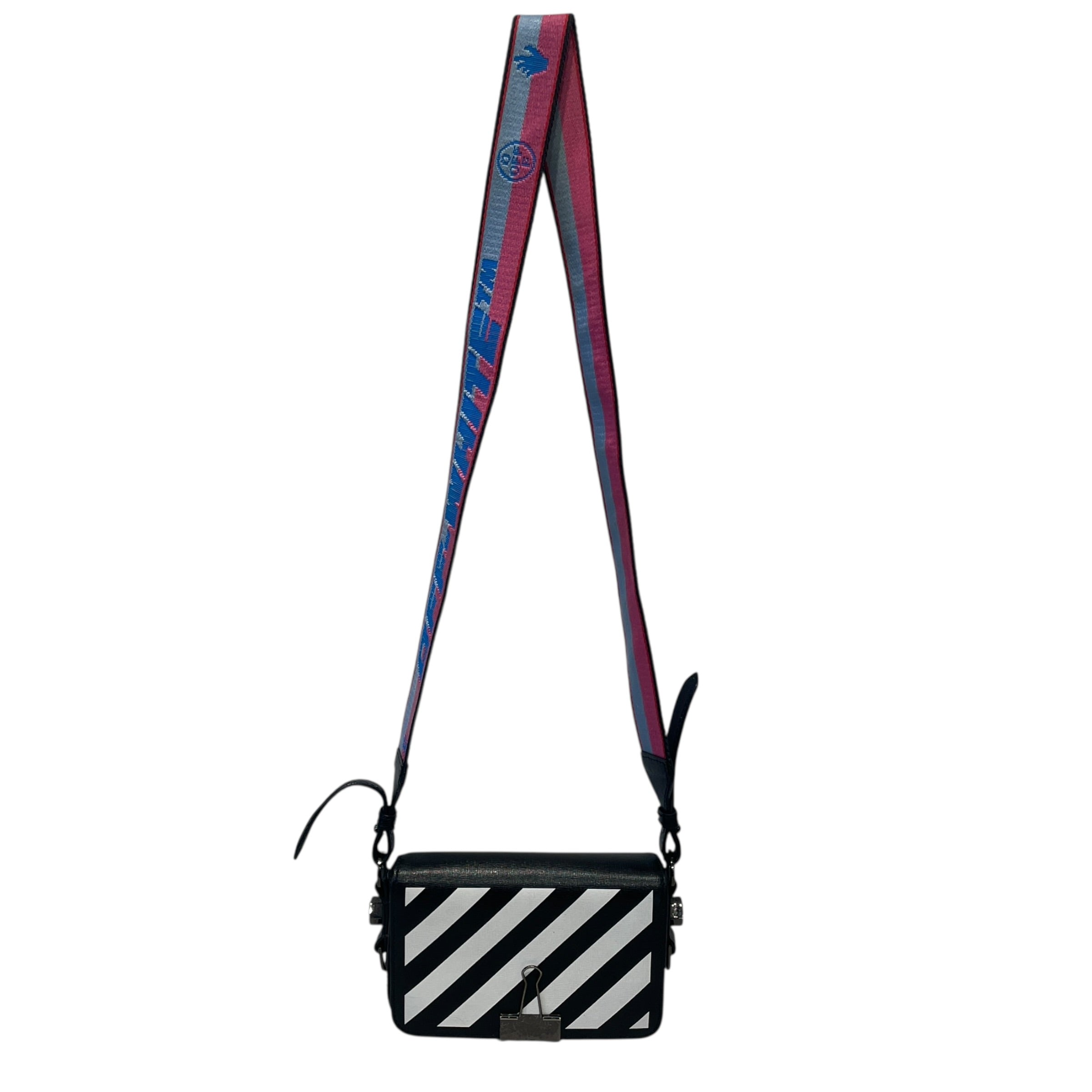 OFF-WHITE/Cross Body Bag/Leather/BLK/BINDER CLIP/PINK STRAP view 1