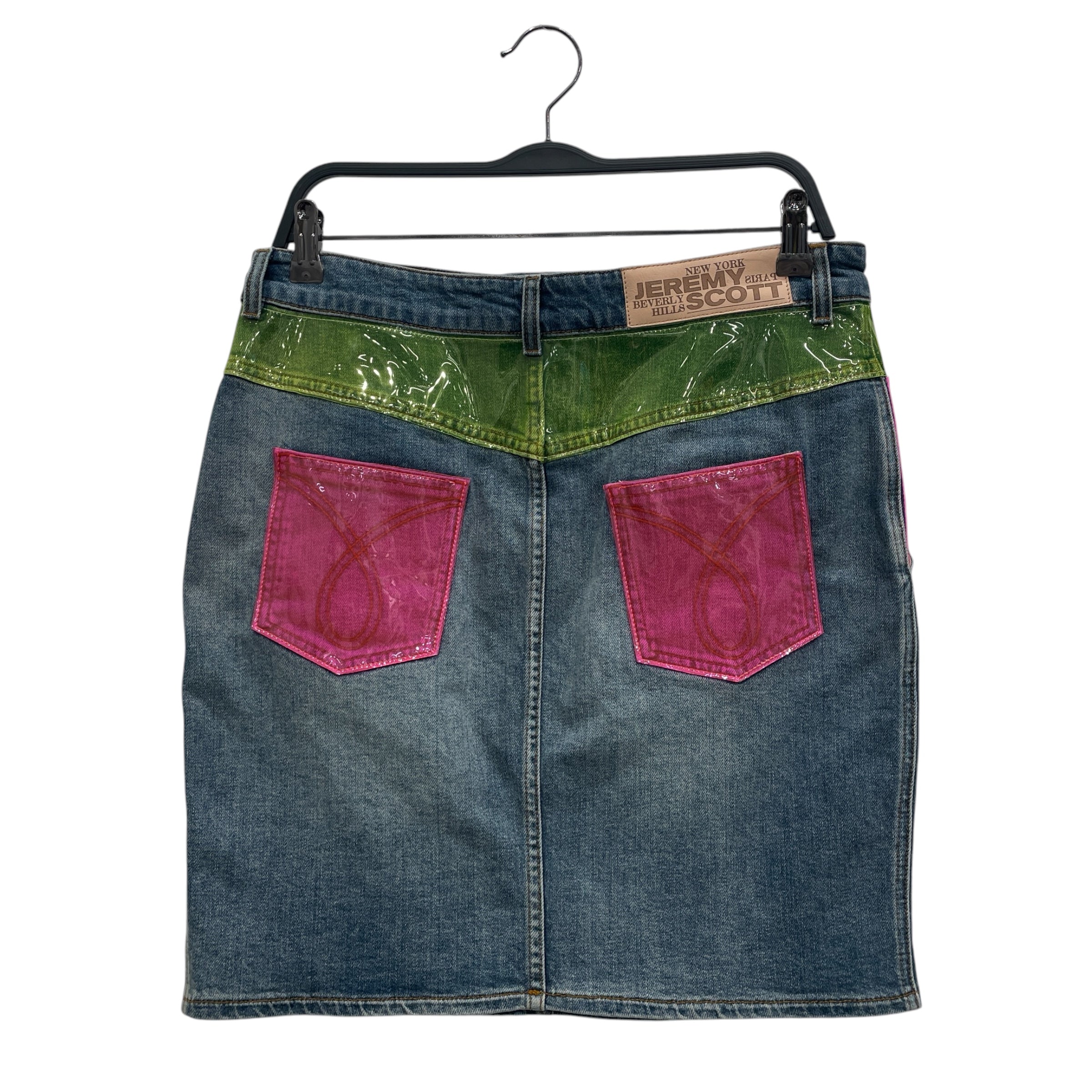 JEREMY SCOTT/Skirt/10/Cotton/IDG/Midi Length/MLTI PLASTIC OVERLAY view 2