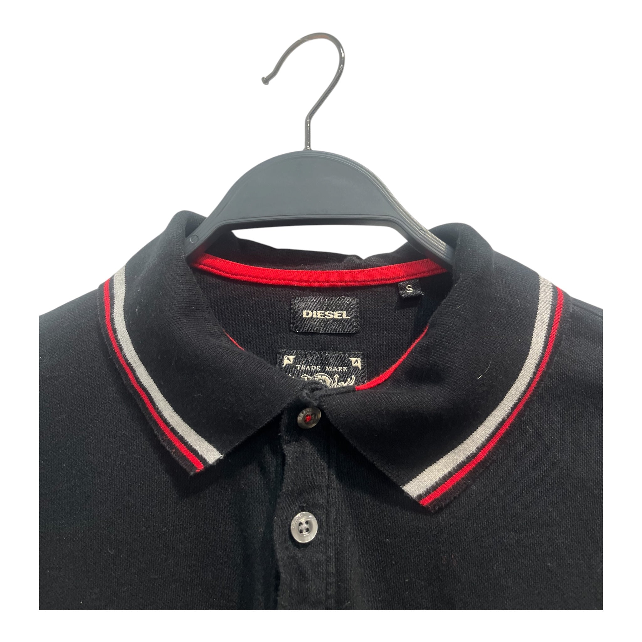 DIESEL/Polo Shirt/L/Cotton/GRY/LONG SLV-METAL LOGO ON HEART view 2