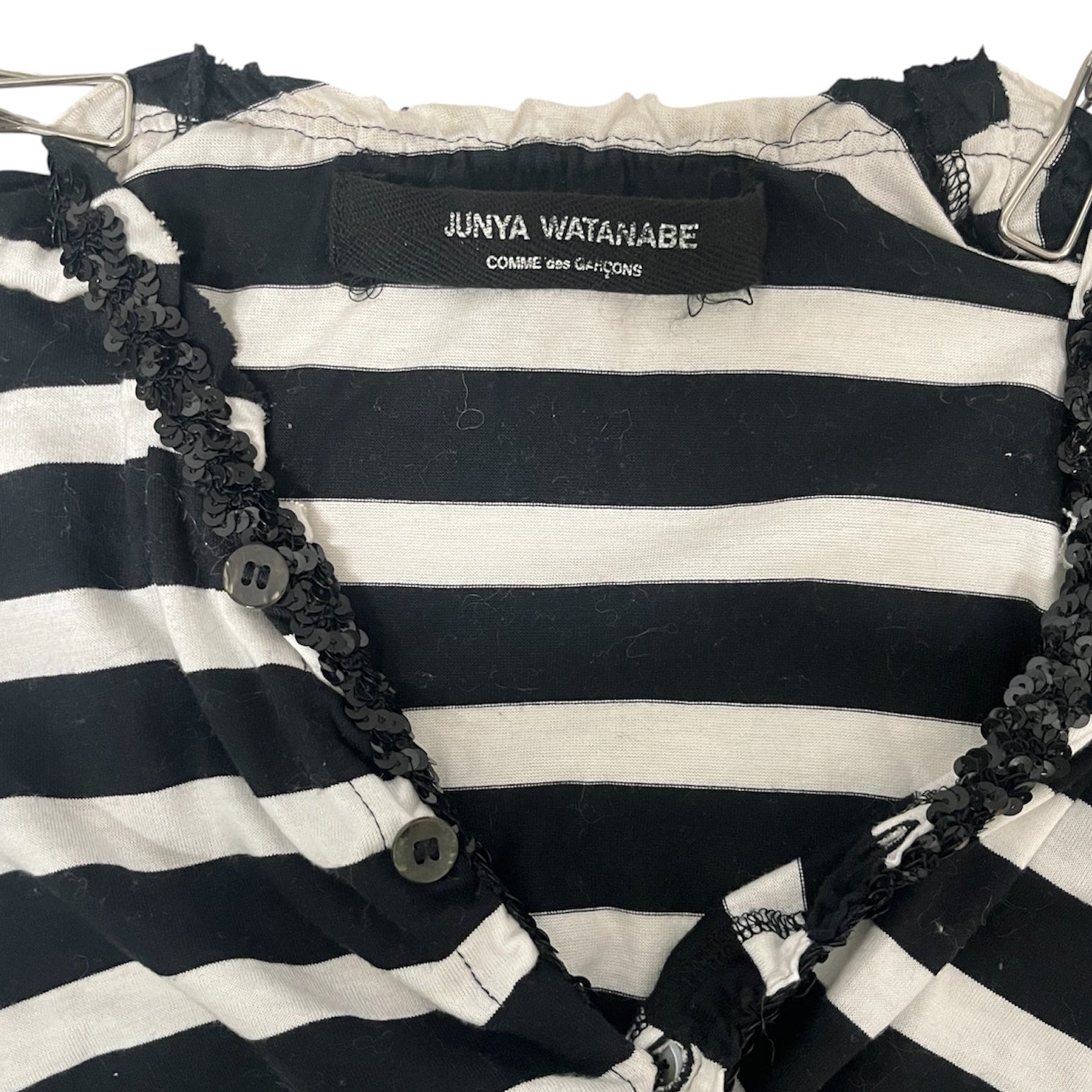 JUNYA WATANABE COMME des GARCONS/SL Shirt/Stripe/Cotton/BLK/SEQUIN LINED BUTTONS/COLLAR view 3