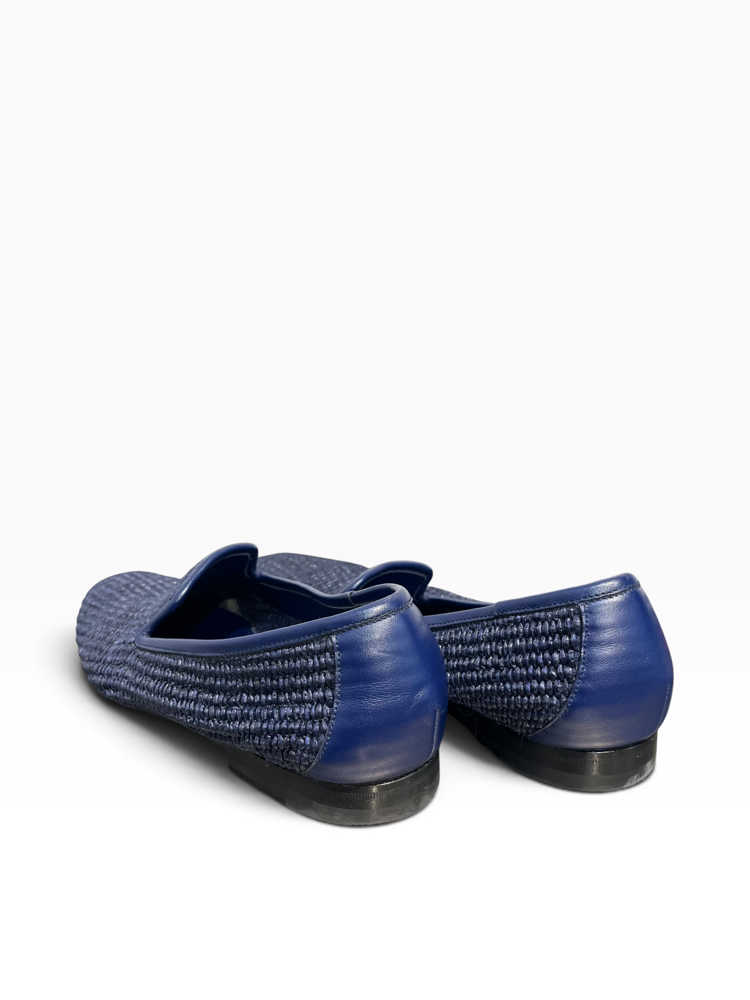 MANOLO BLAHNIK/Loafers/US 9/Leather/NVY/WOVEN SLIP-ON LOAFER view 2