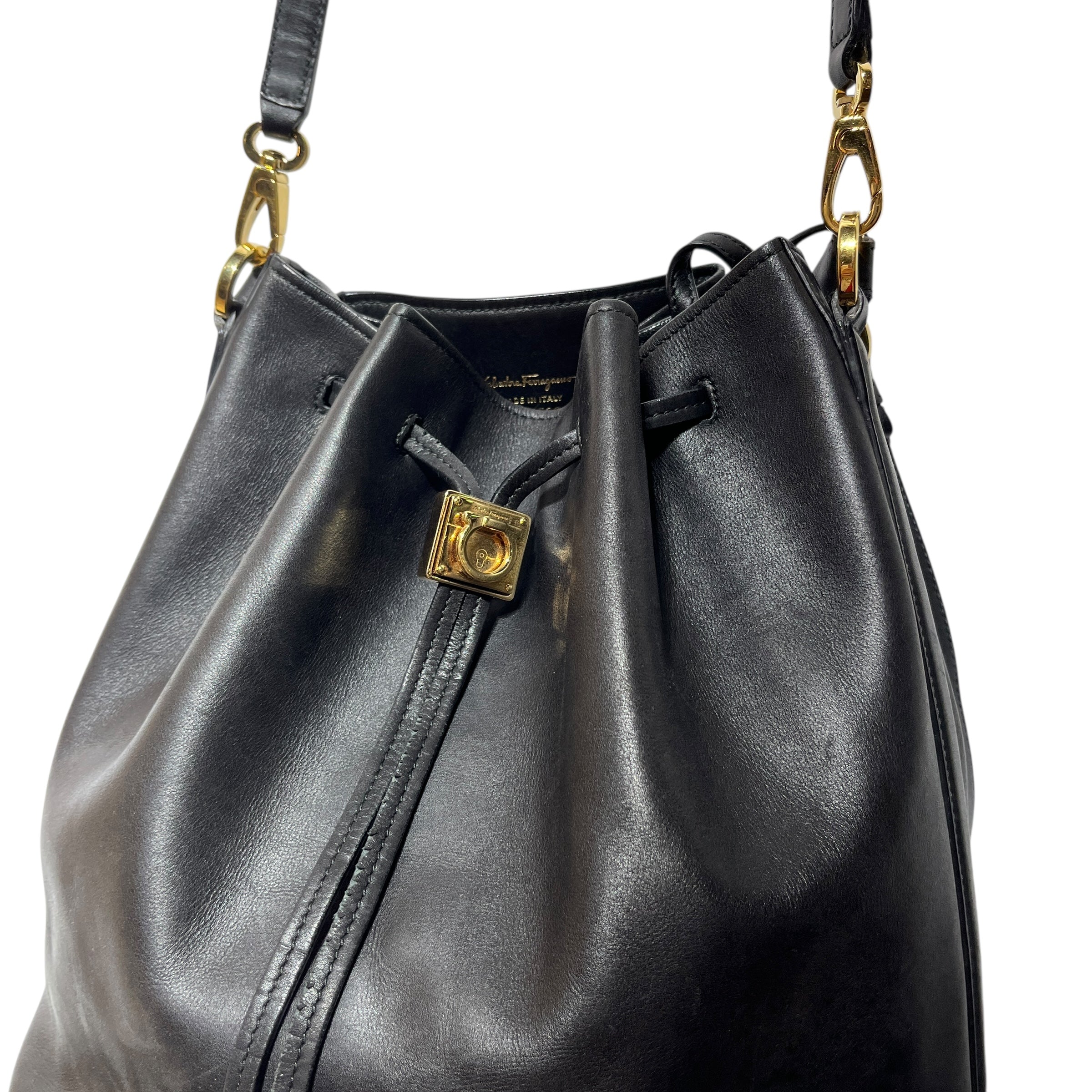 Salvatore Ferragamo/Basket Bag/Leather/BLK/GOLD HARDWARE view 2