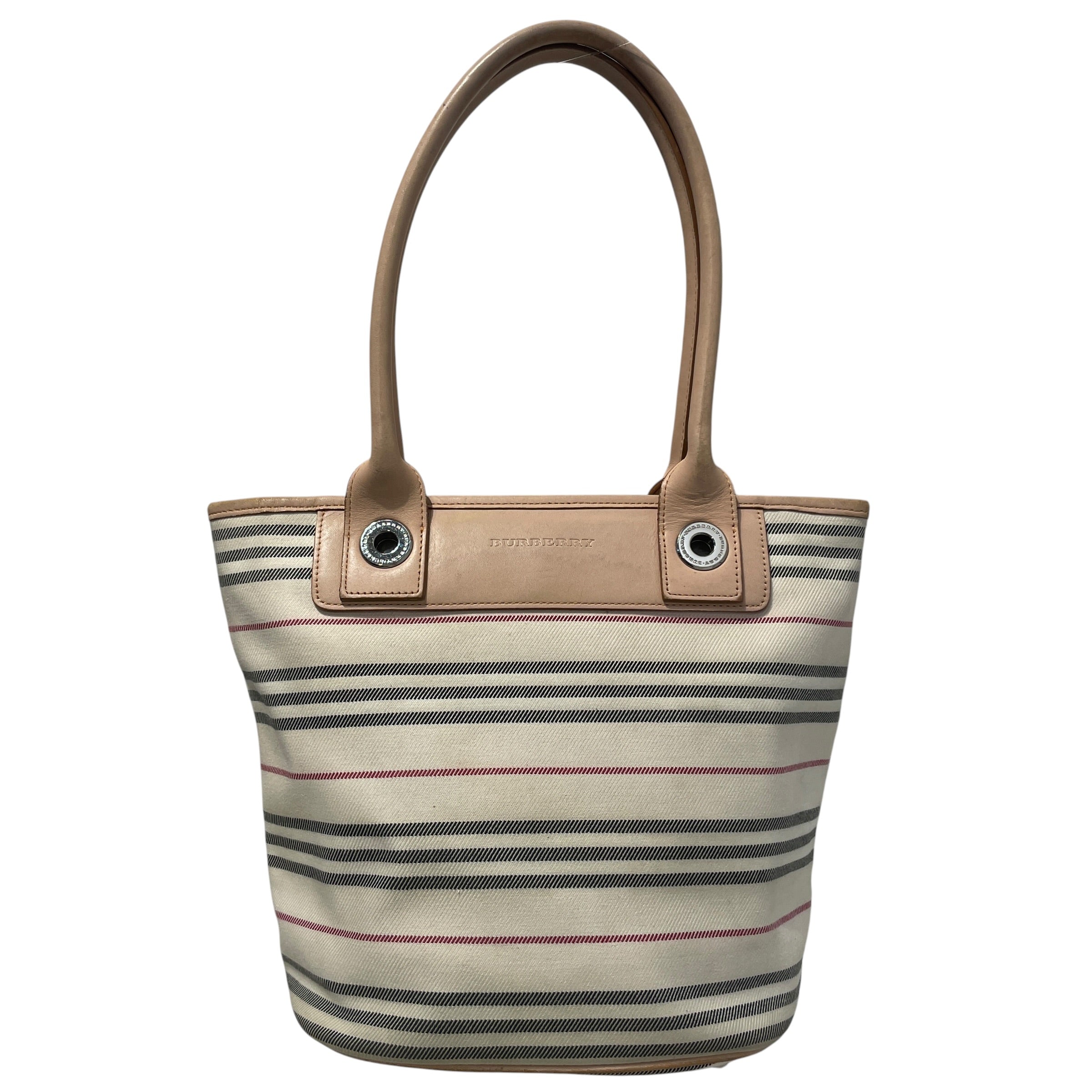 BURBERRY/Hand Bag/Stripe/Cotton/WHT/Vintage Stripe Hand Bag view 1