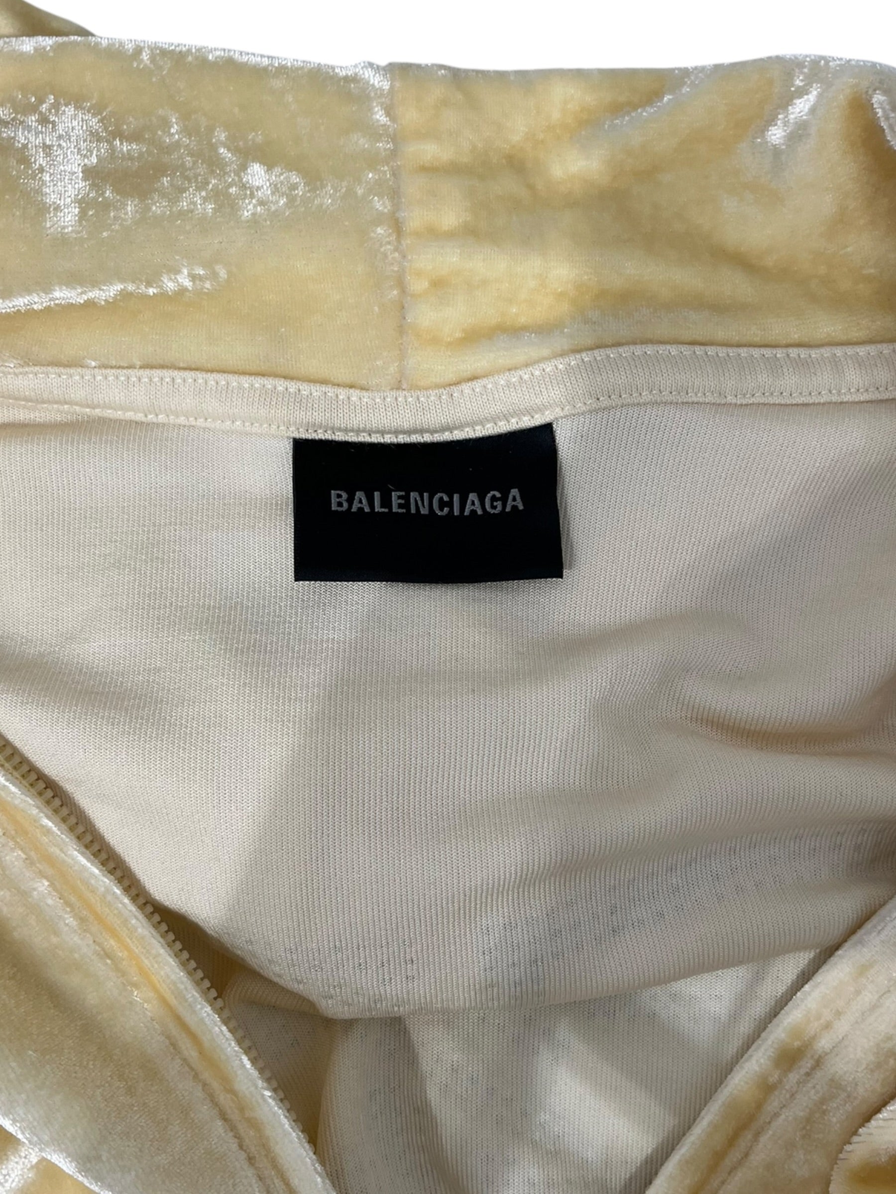 BALENCIAGA/Zip Up Hoodie/S/Velour/YEL/BB LOGO VELOUR ZIP SML view 3