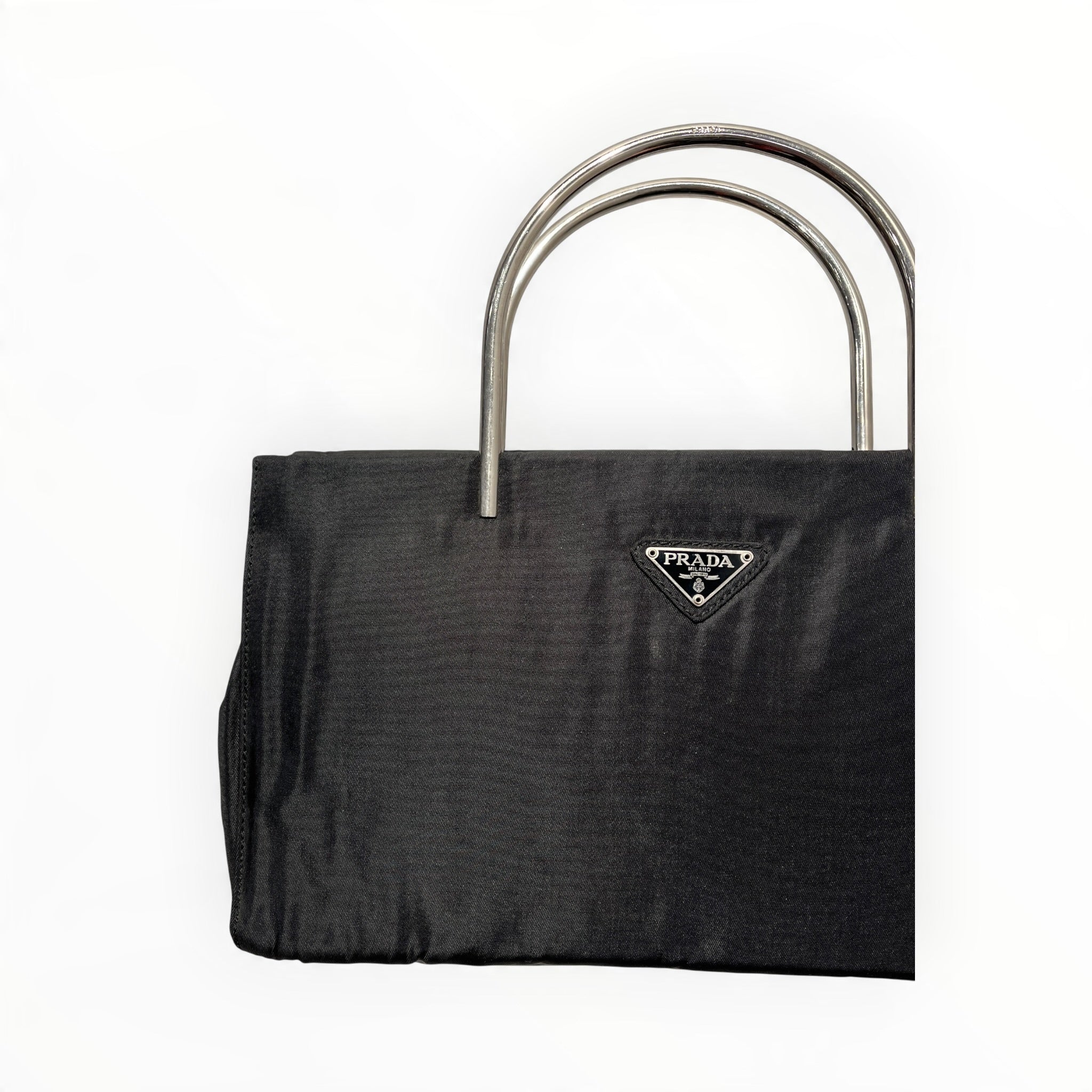 PRADA/Hand Bag/Nylon/BLK/Vintage Tessuto Metal Hand Bag view 5